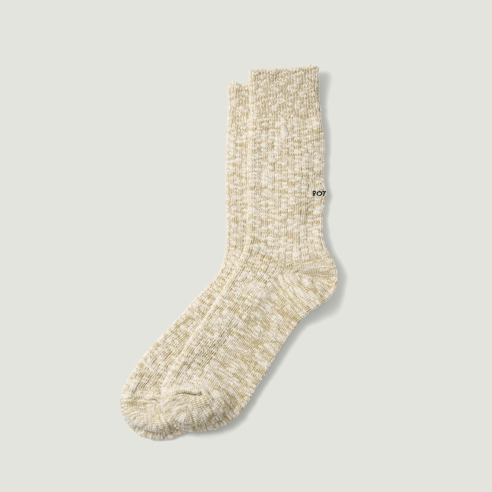 Image-Flâneurs_ROTOTO / Organic Cotton Slub Crew Socks Light Olive_Vignette