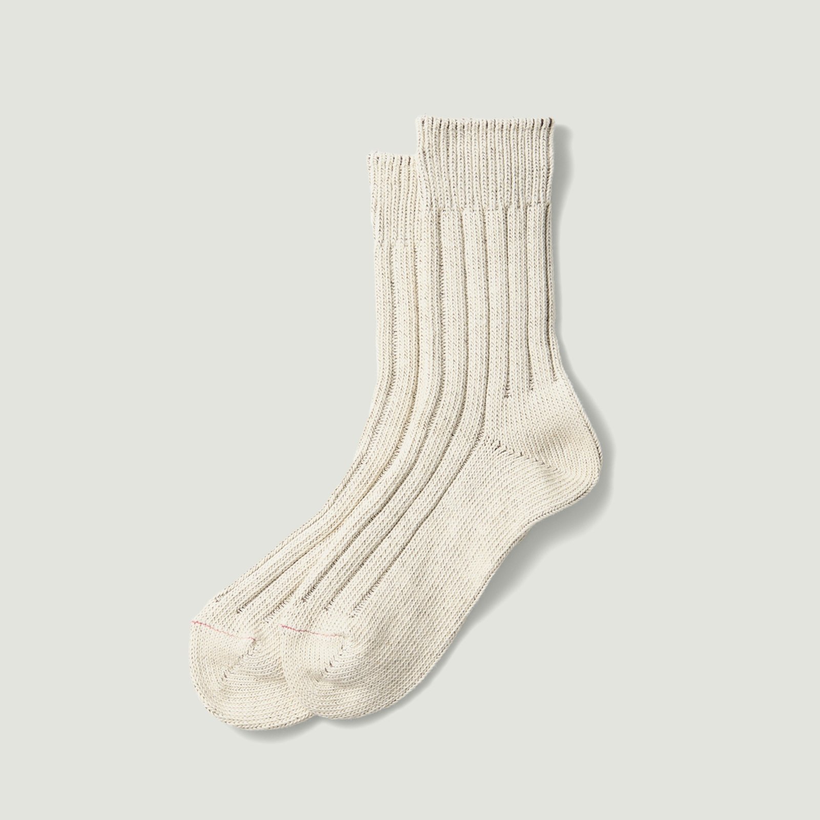 Image-Flâneurs_ROTOTO / Organic Cotton Wide Rib Socks Ecru/Brown