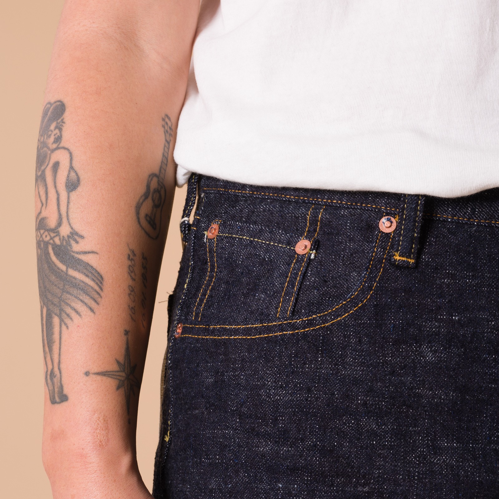 détail STUDIO D'ARTISAN  SD-1002 15oz GL3 Selvedge Denim  coin pocket  (1)