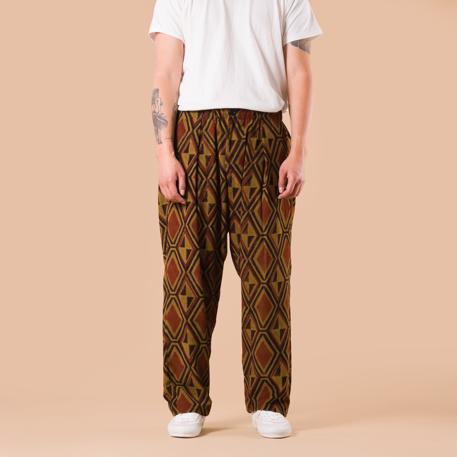 Pantalon en velours à motif bloc print Kardo X Flâneurs front