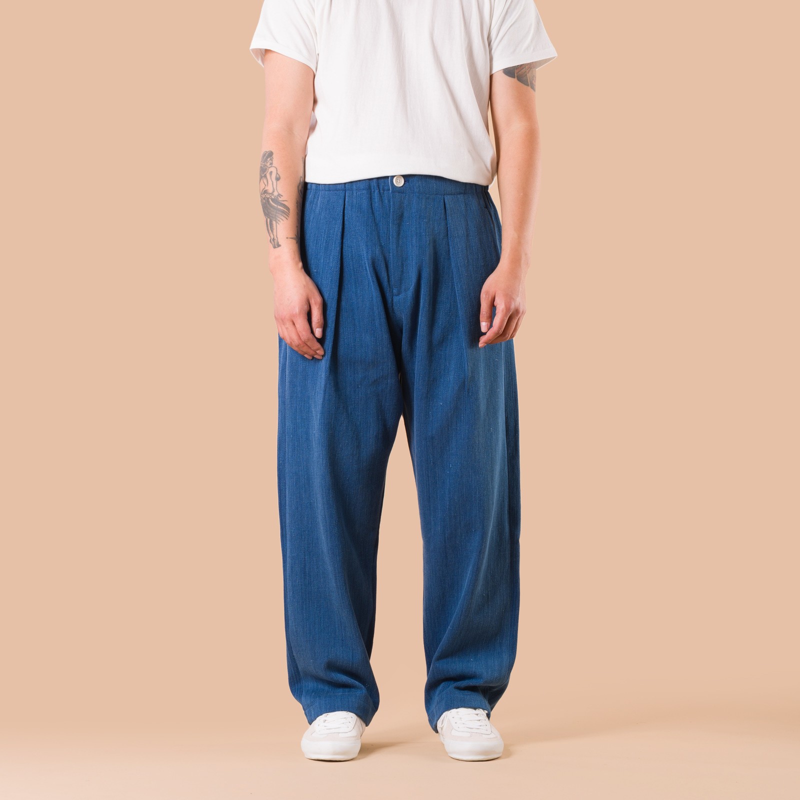 Pantalon à pinces indigo Kardo X Flâneurs front