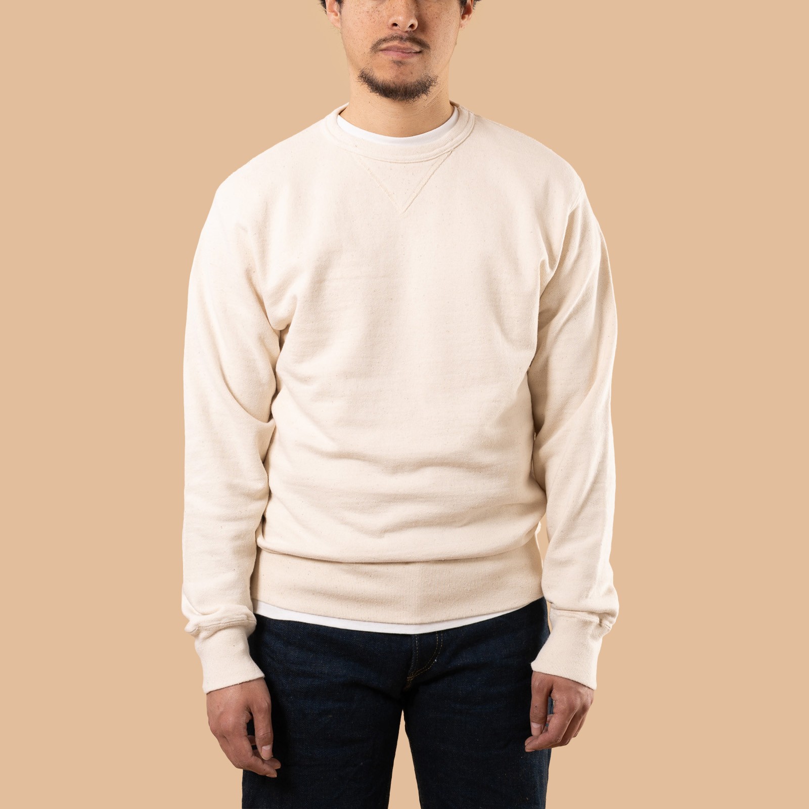 Image-Flâneurs_SAMURAI JEANS / Japanese Cotton Crewneck Sweatshirt Natural_de-face