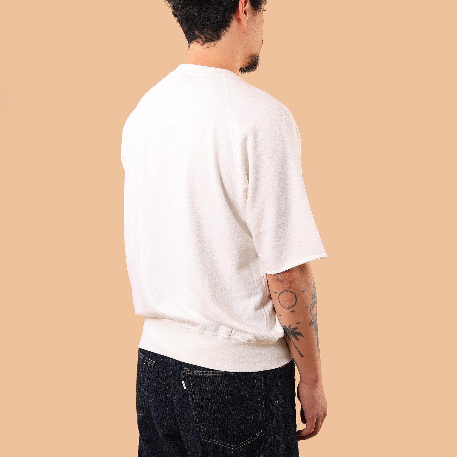 images flaneurs DUBBLE WORKS Cut Off Sleeve Sweat Polo Heather Grey back