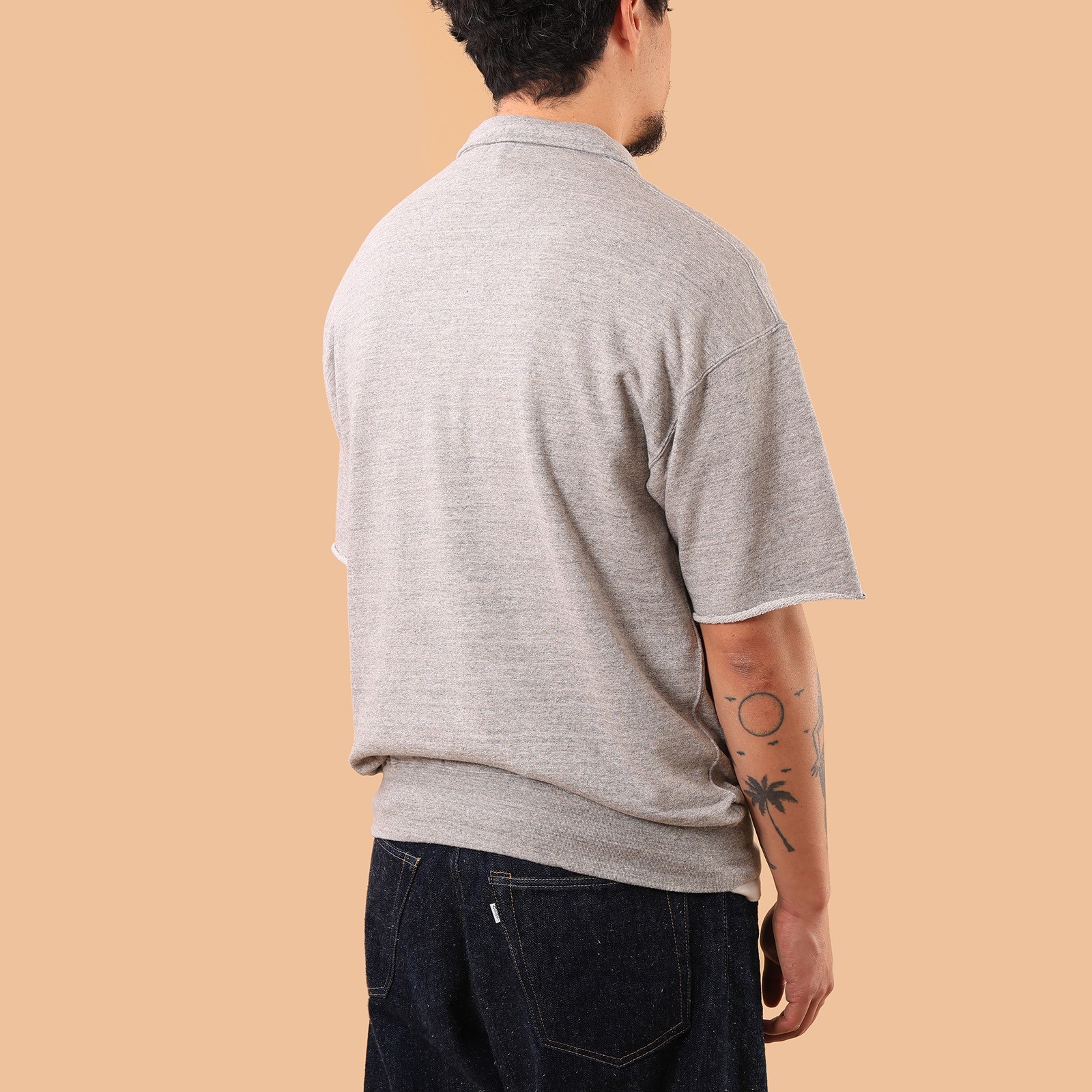 image flaneurs DUBBLE WORKS  Cut Off Sleeve Sweatshirt polo Heather Grey back