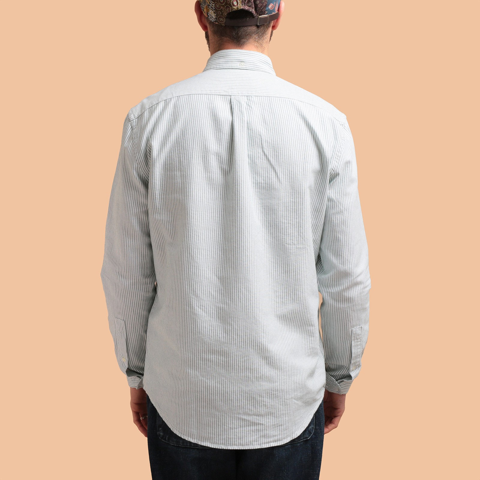 image flaneurs chemise PORTUGUESE FLANNEL Belavista green stripe de dos