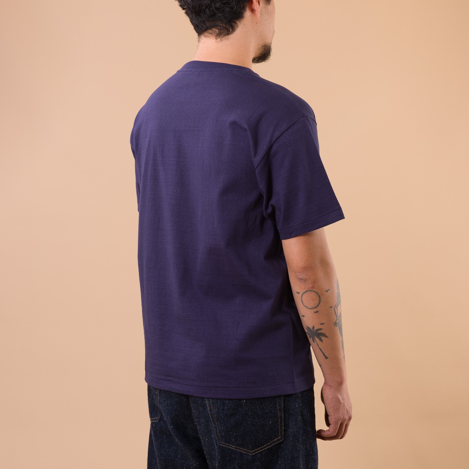 Image-Flâneurs_DENIME / Lot. 273 Crew Neck Pocket T-Shirt Navy_de-dos