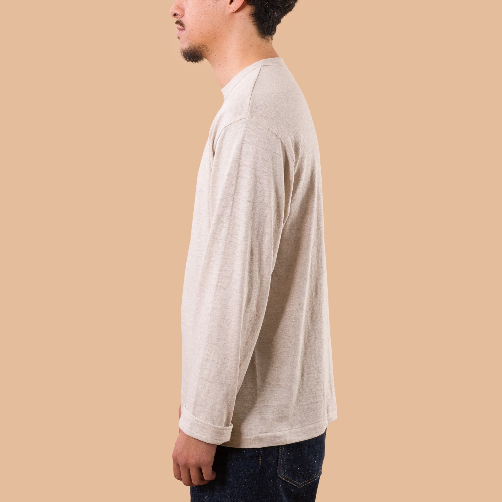 Image-Flâneurs_WAREHOUSE & CO. / Lot. 5906 L/S Crewneck T-Shirt Oatmeal_de-oté