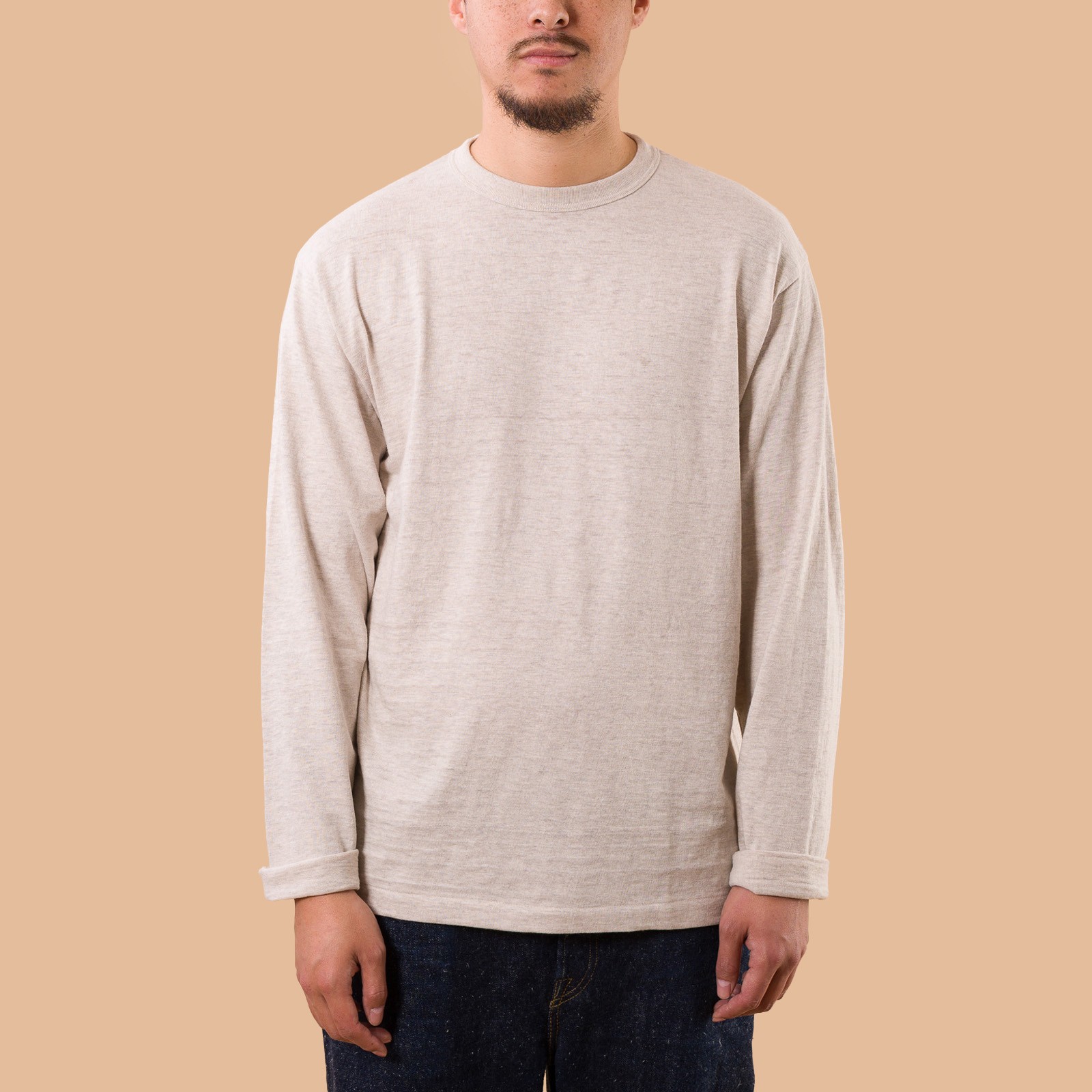 Image-Flâneurs_WAREHOUSE & CO. / Lot. 5906 L/S Crewneck T-Shirt Oatmeal_de-face