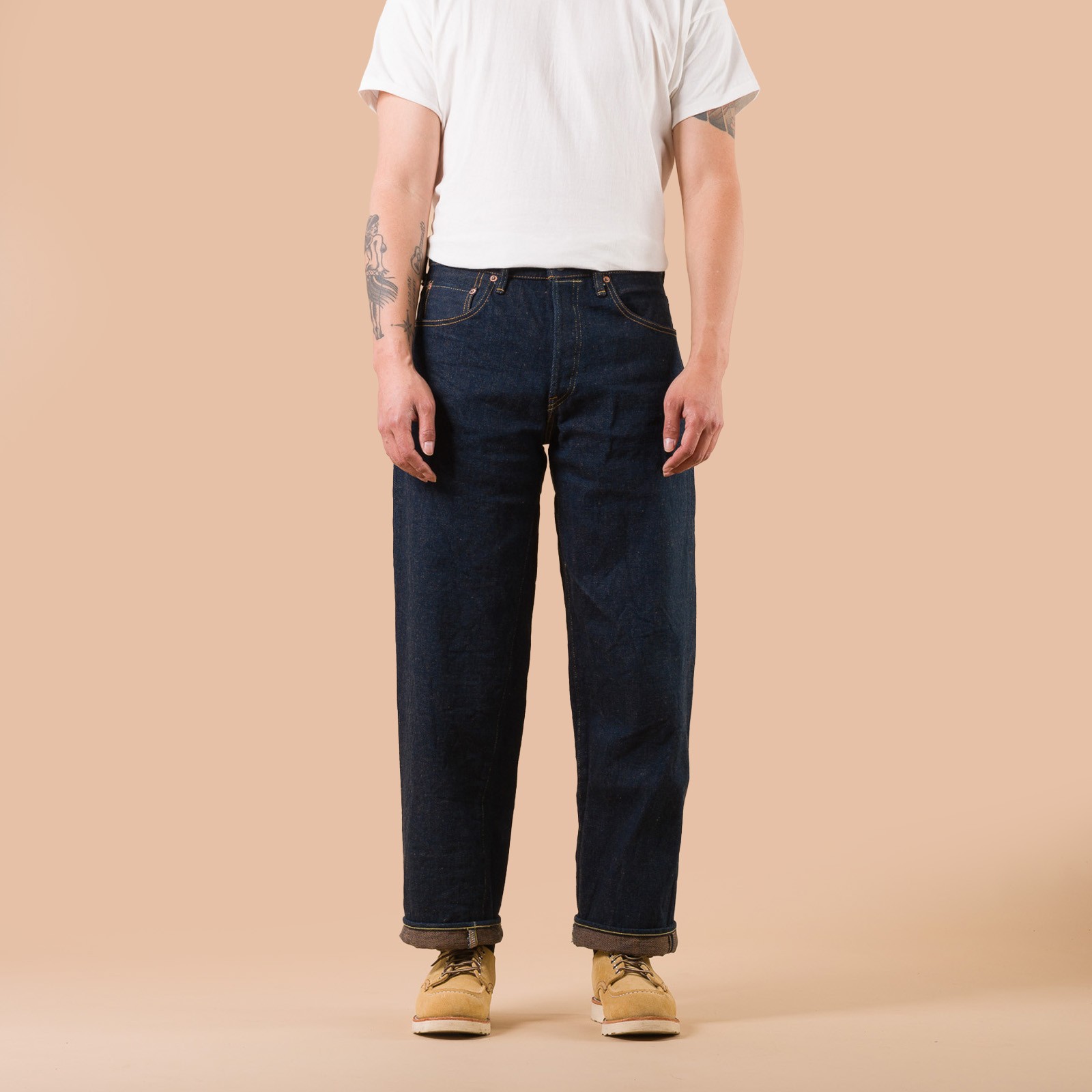 Image Flâneurs jeans ONI DENIM / 822ZR-LBR 20oz Secret Denim Super Wide Tapered Light Brown de face