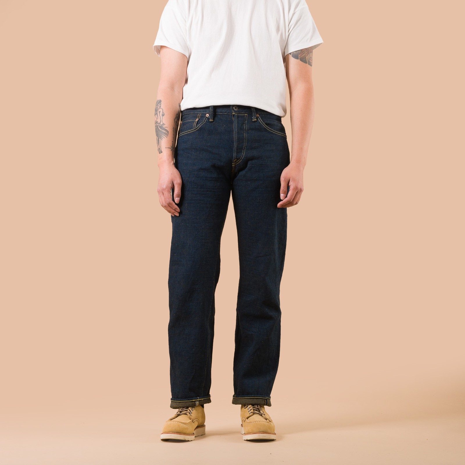 Image-Flâneurs_ONI DENIM / 288ZR-OLV 20oz Secret Denim Regular Straight Olive Weft_de face