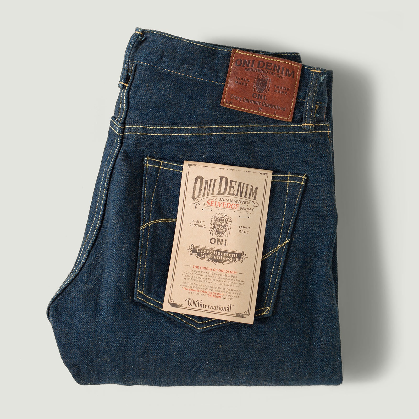 Vignettes flâneurs ONI DENIM  288ZR-OLV 20oz Secret Denim Regular Straight Olive Weft