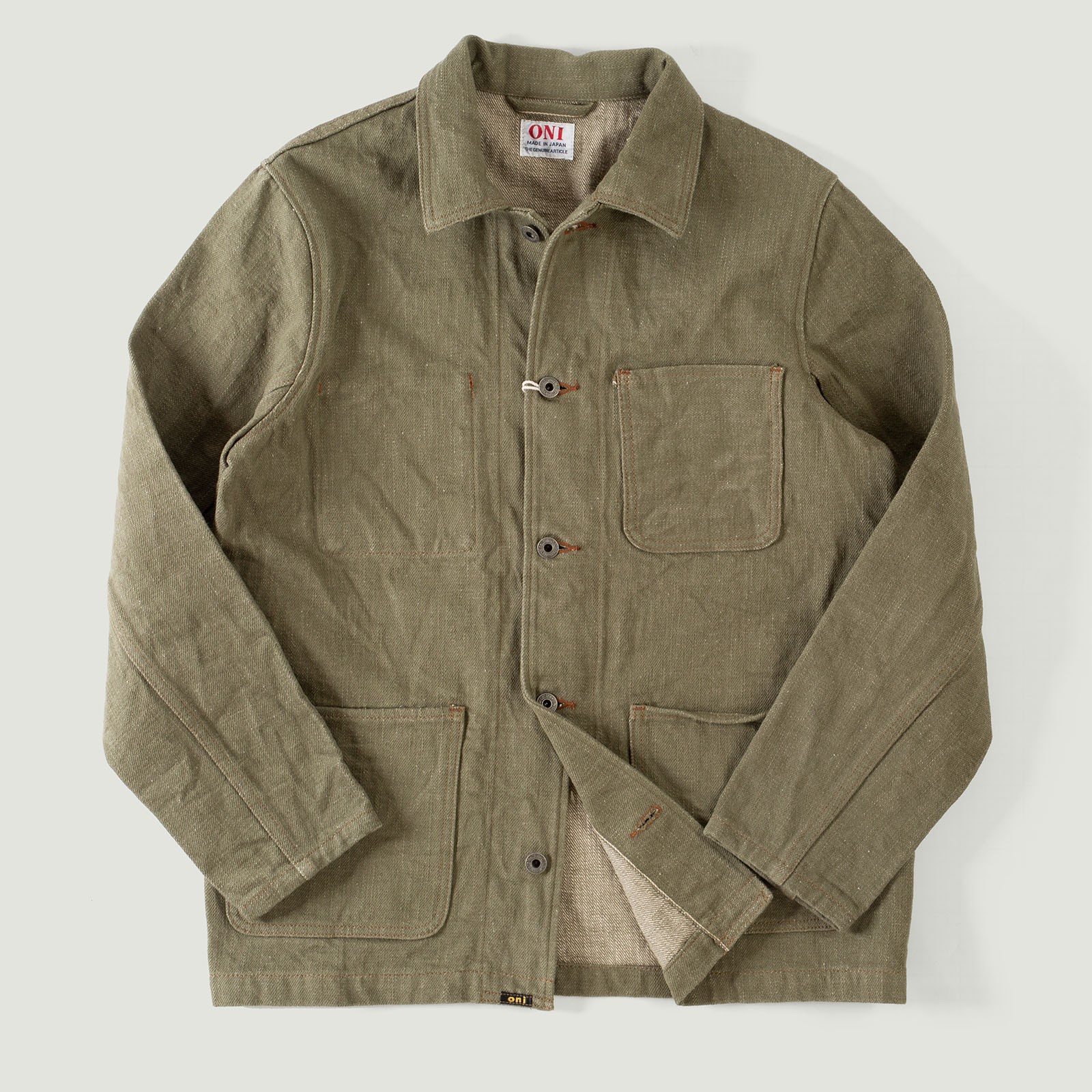 Vignettes flaneurs ONI DENIM 03502-18oz Olive Drab Denim Coverall