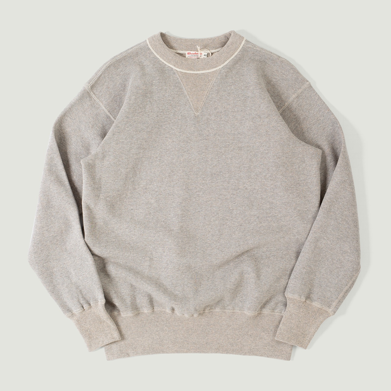 Vignettes flaneurs WAREHOUSE & CO.  Lot. 401 Plain Crew Neck Sweashirt heather grey