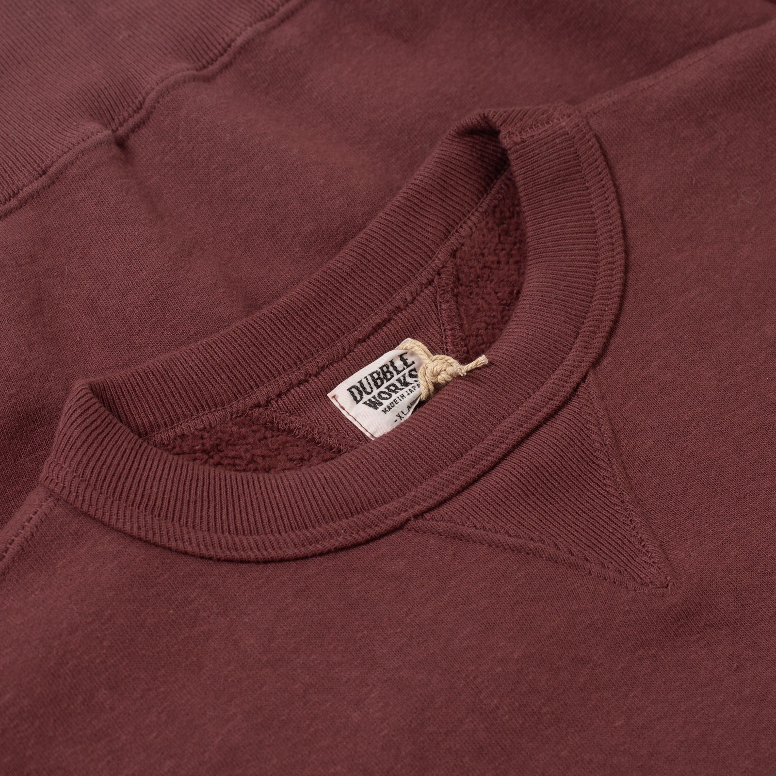 détails flaneurs DUBBLE WORKS  Loopwheel Sweat bordeaux (1)