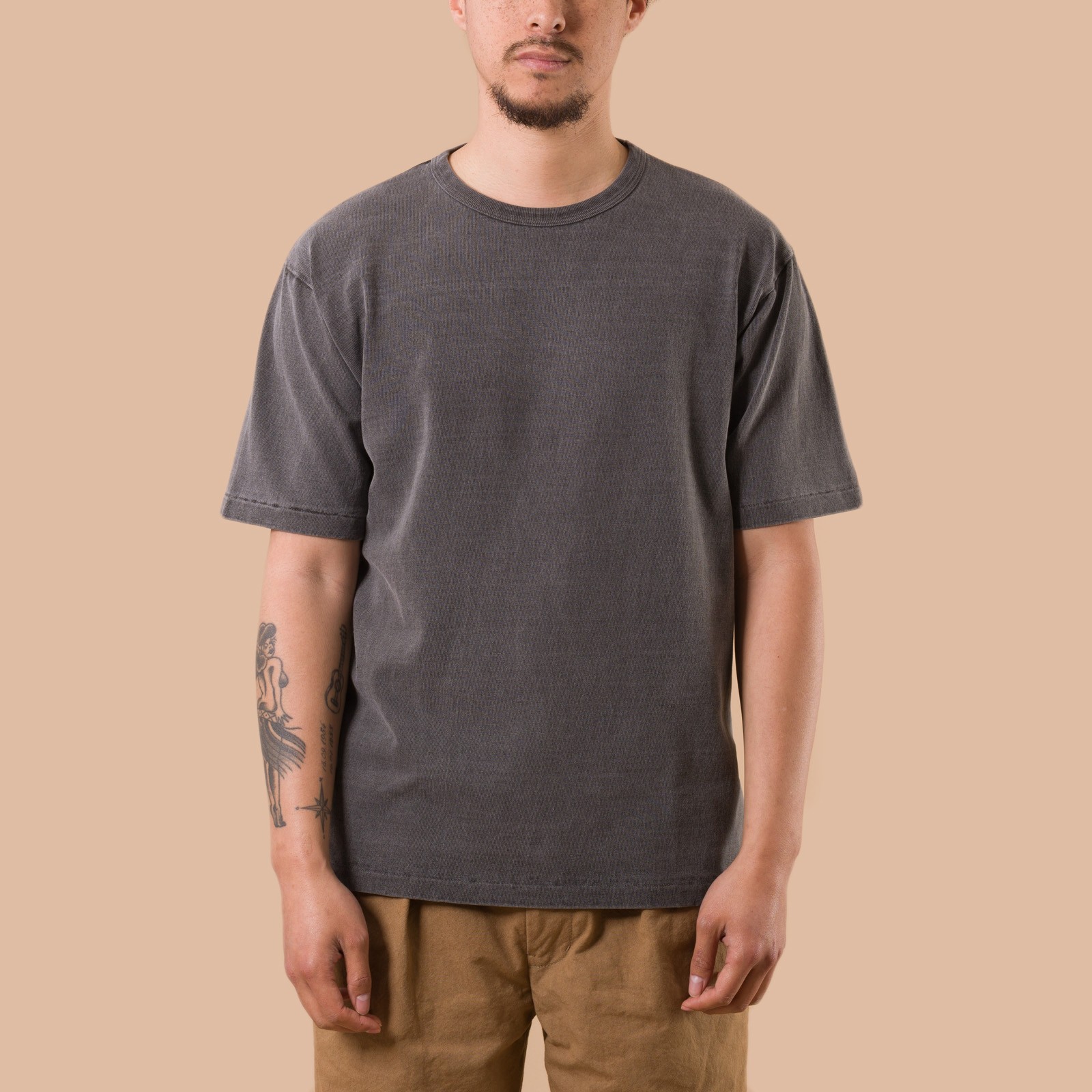 Image-porté Flâneurs_DUBBLE WORKS Heavyweight Short Sleeve Tee Pigment Dye Sumikuro_face