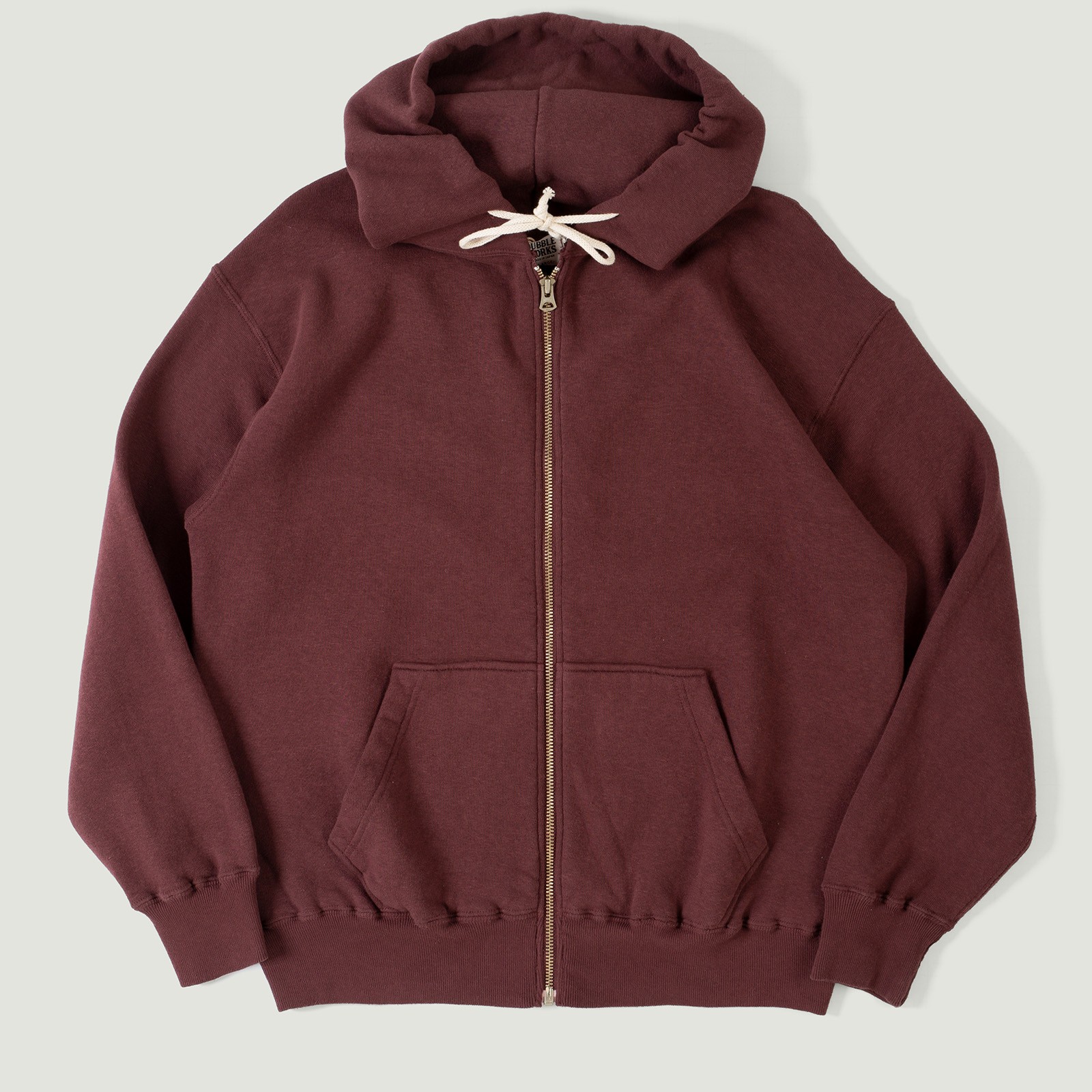 Vignette flaneurs DUBBLE WORKS  Loopwheel zip-up Sweat Hoodie Bordeaux