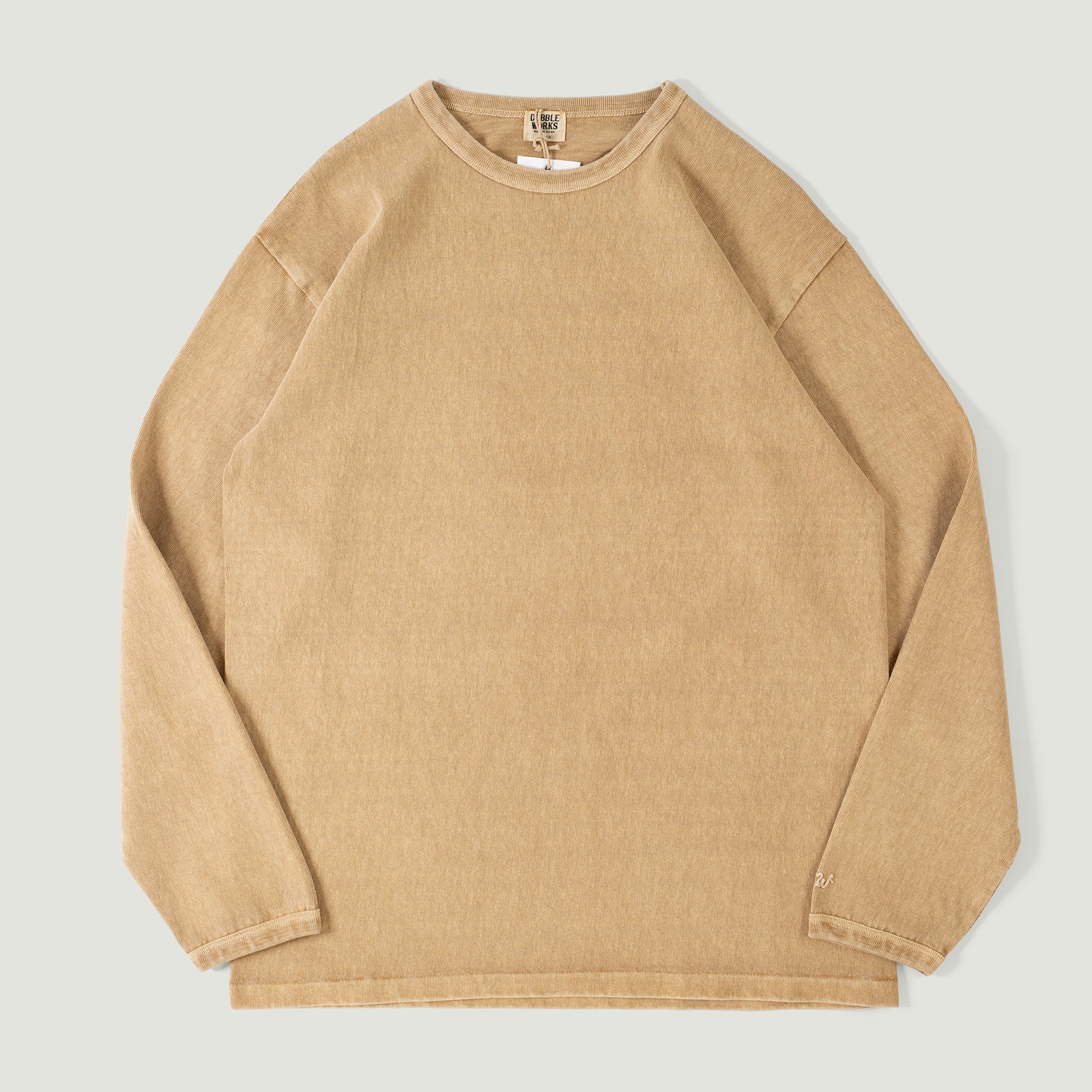 Vignettes DUBBLE WORKS Heavyweight Long Sleeve Tee Pigment Dye Dark Beige