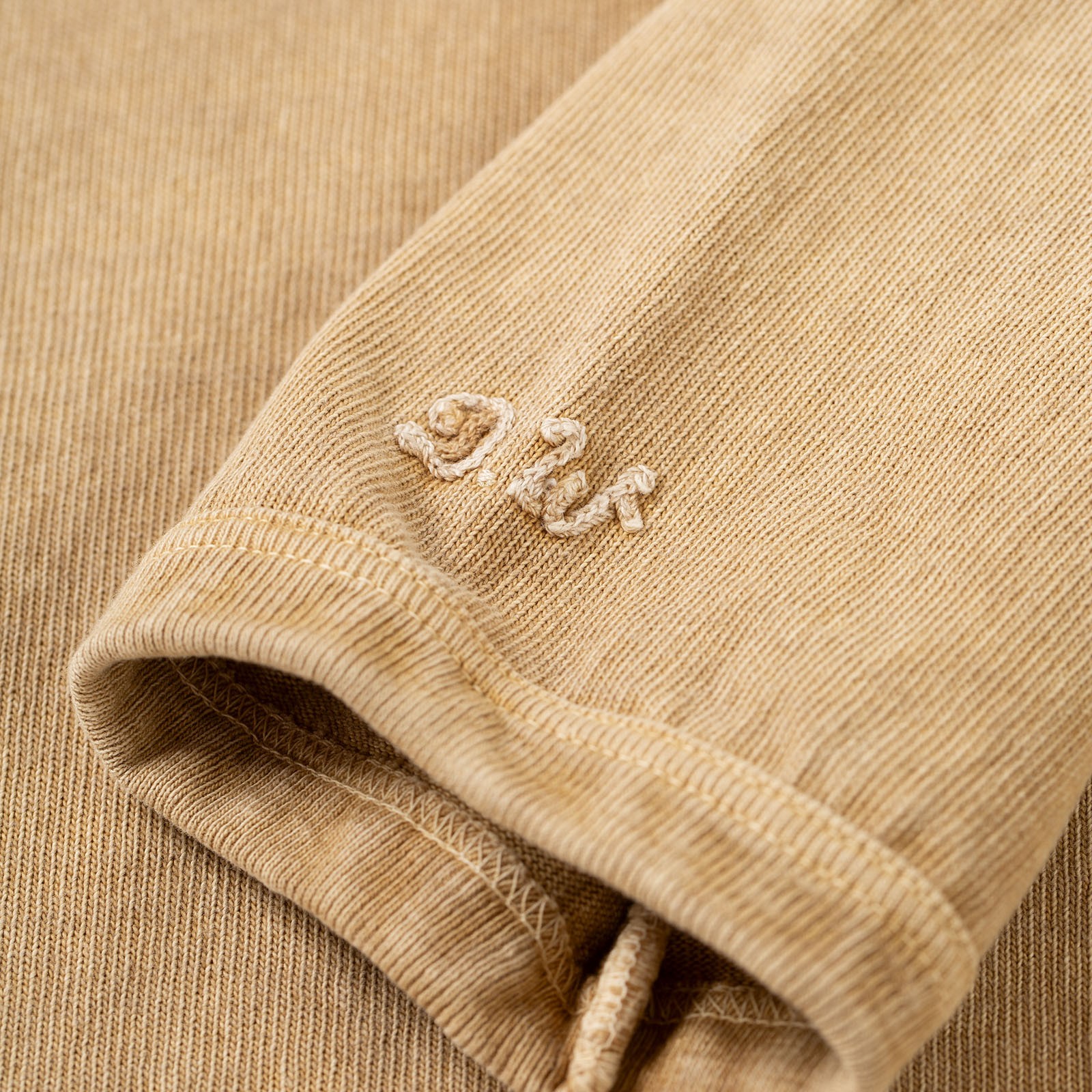 image détail flaneurs DUBBLE WORKS Heavyweight long Sleeve Tee Pigment Dye Dark Beige back (1)