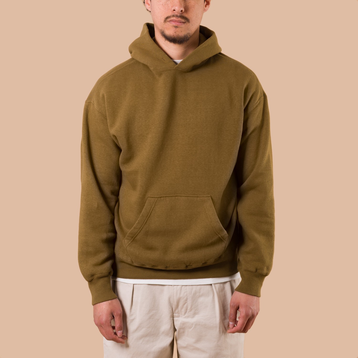 image de face flaneurs DUBBLE WORKS  Loopwheel Sweat Hoodie Khaki