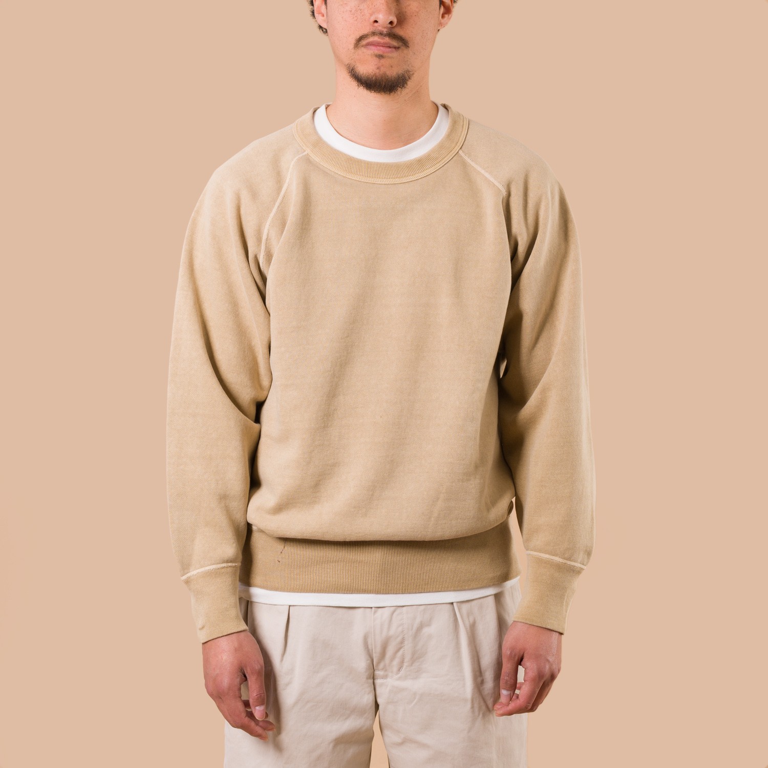 Flatseams Raglan Sweatshirt Pigment Dye Dark Beige