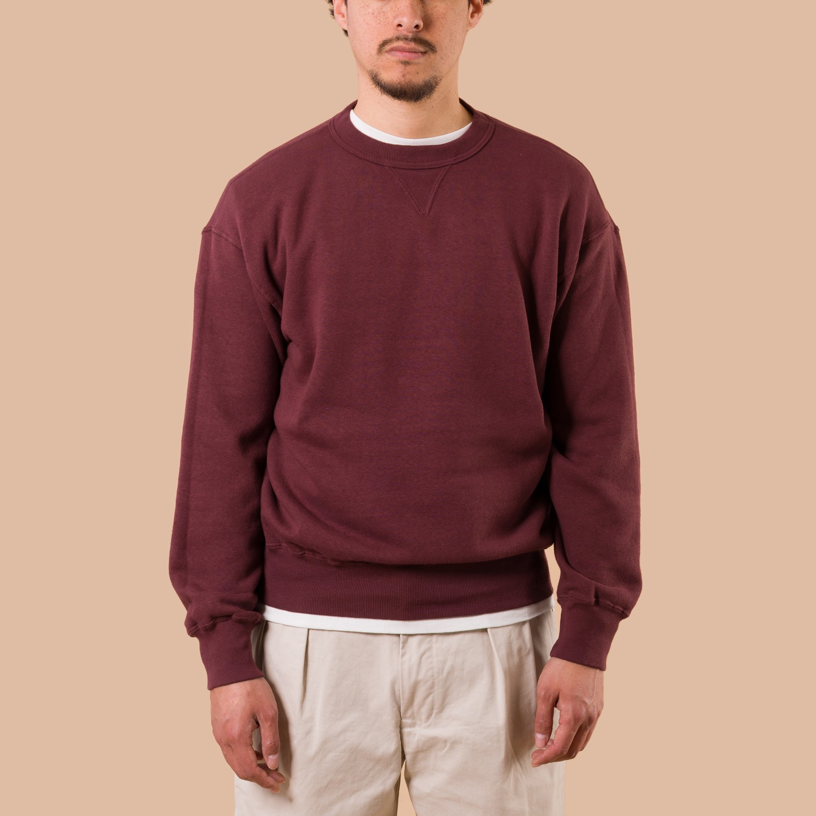 image de face flaneurs DUBBLE WORKS  Loopwheel Sweat bordeaux