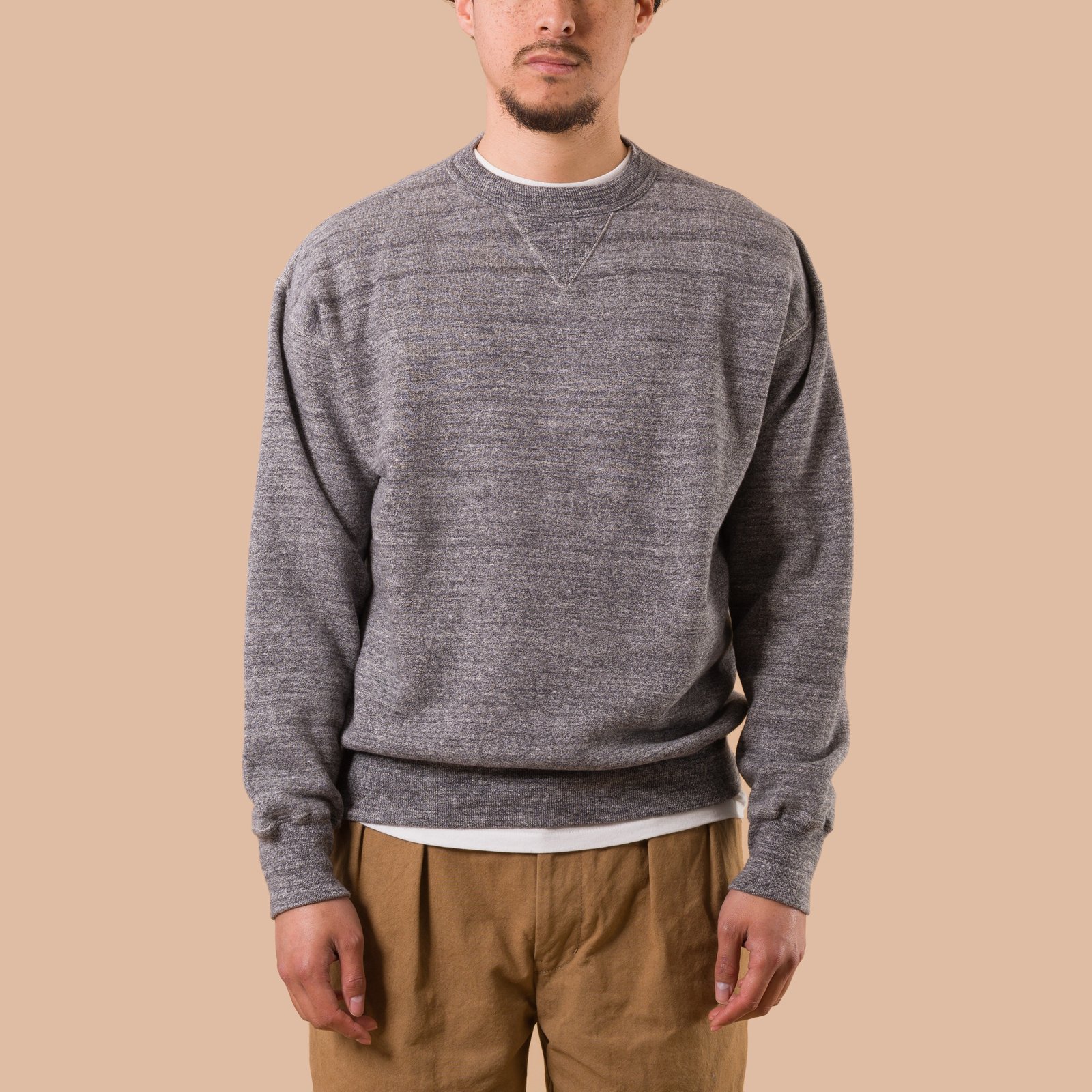 image de face flaneurs DUBBLE WORKS  Loopwheel Sweat Heather charcoal