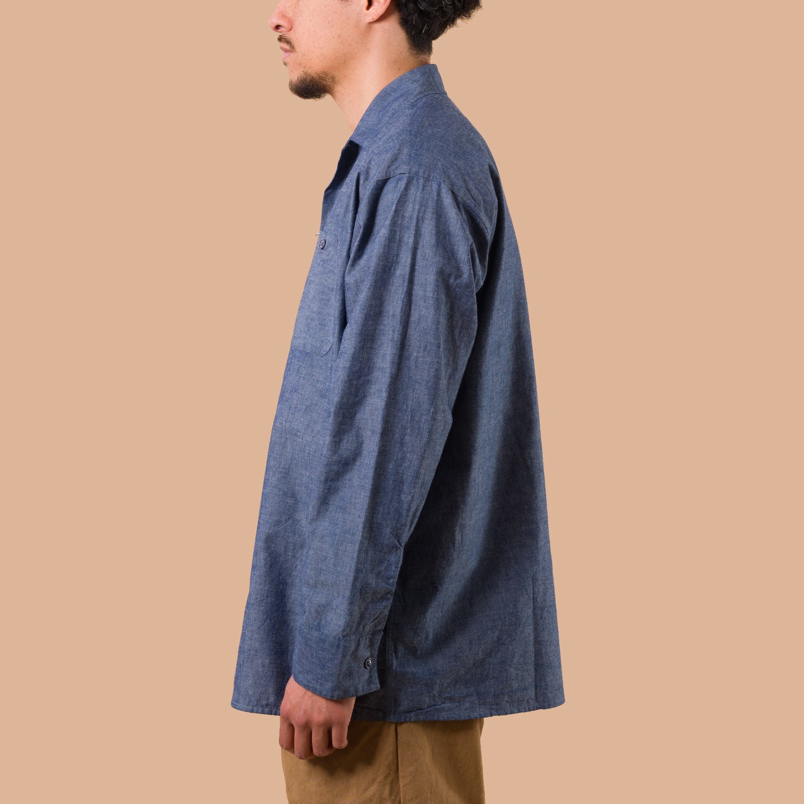 Military Open Collar Chambray Blue