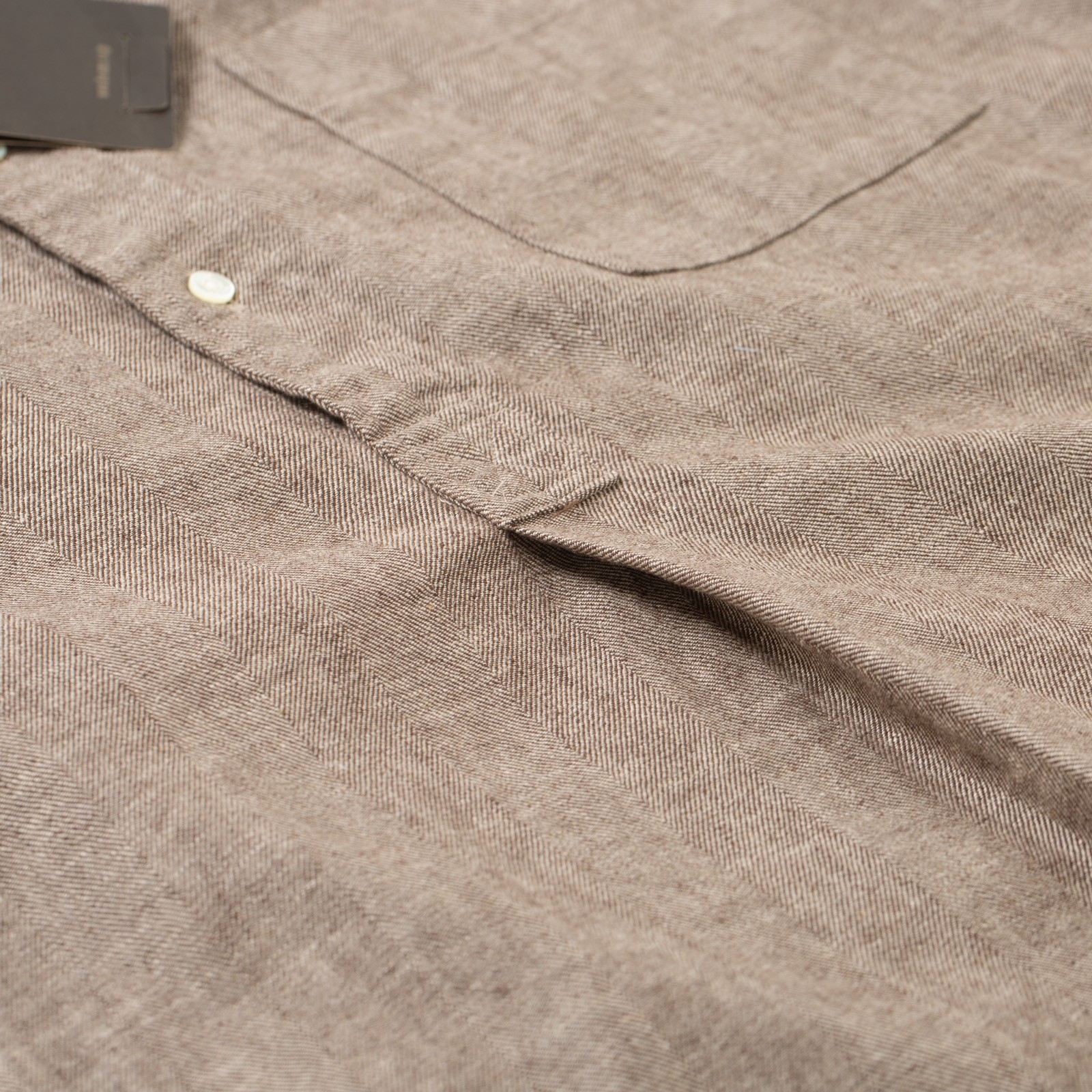 Band Collar Pullover Herringbone Natural