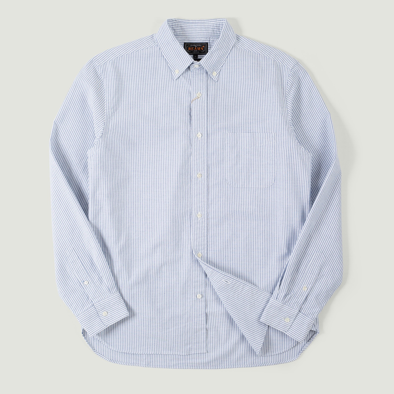 Vignettes flaneurs chemise oxford rayure blanc bleu Beams Plus Japan