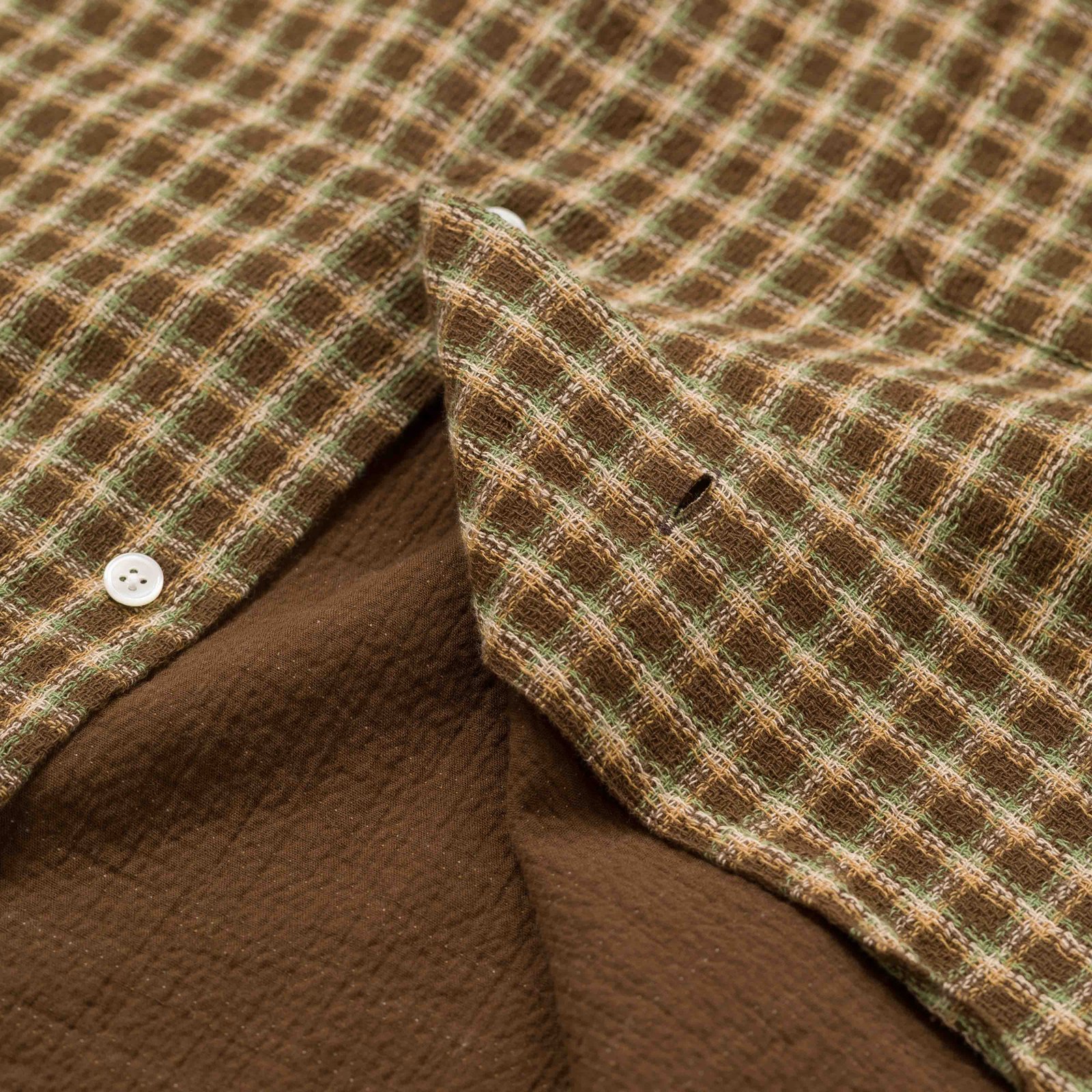 Image flâneurs BEAMS PLUS / Open B.D. Panama Plaid Double Face Brown détail intérieur