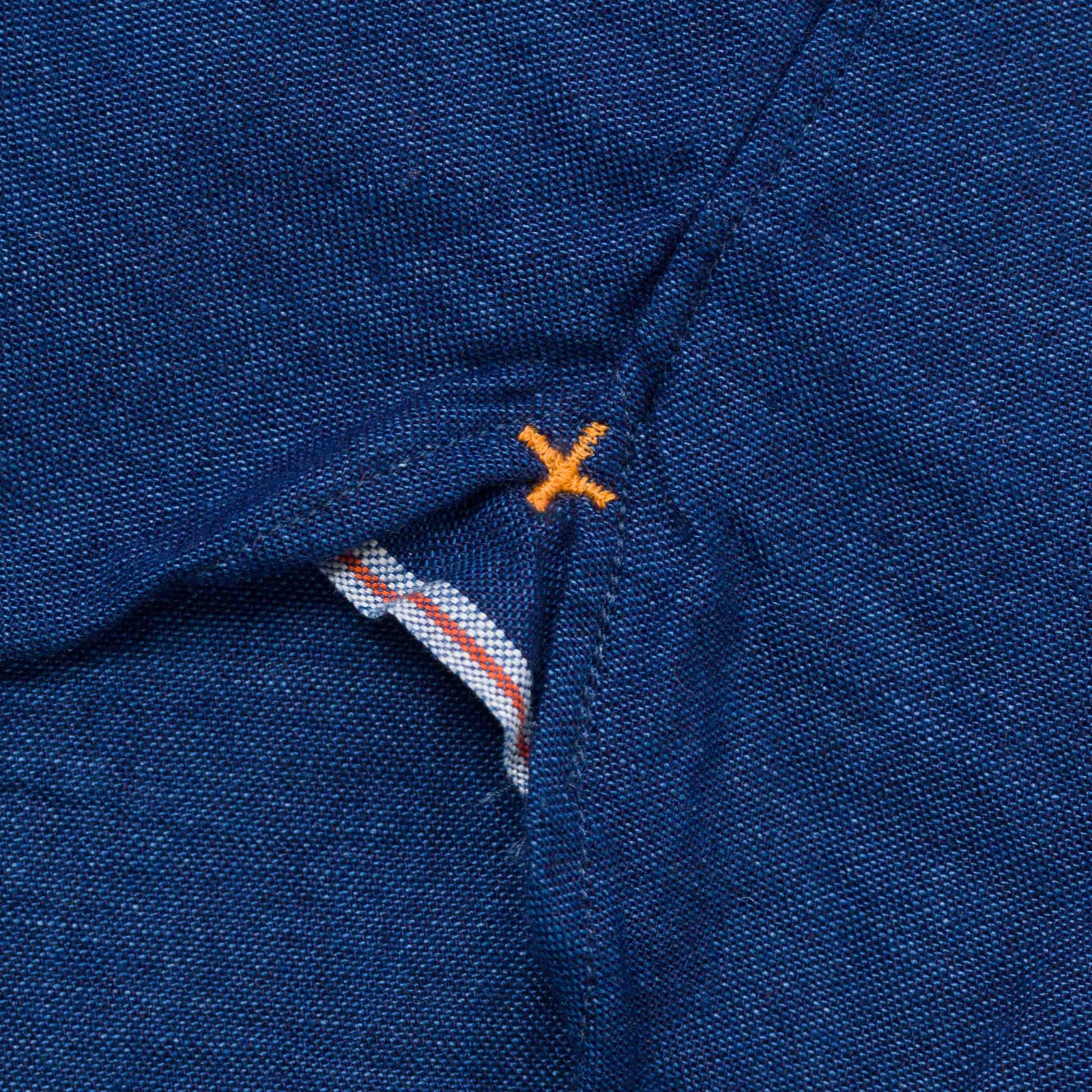 image détail hirondelle chemise BEAMS PLUS  Band Collar Shirt Indigo Chambray