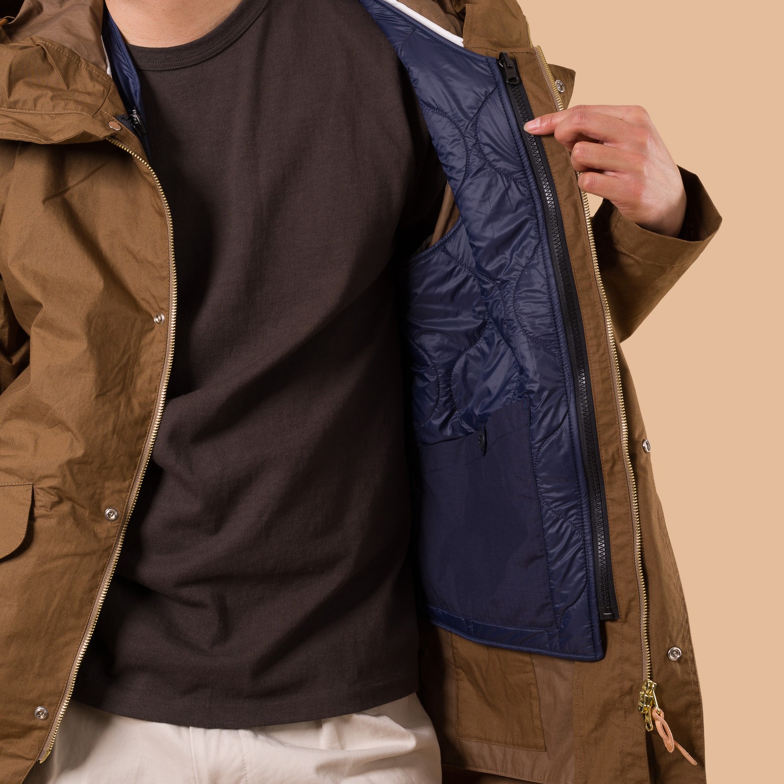 flaneurs MANIFATTURA CECCARELLI  All Weather Coat Dark Tan de face vu intérieur