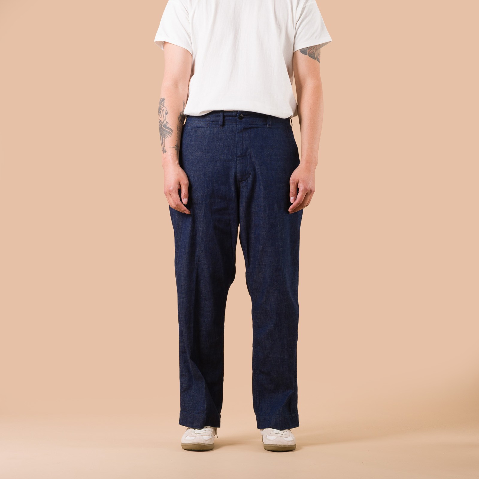 Image-Flâneurs_BEAMS PLUS / MIL Trousers Denim 8oz Indigo de face