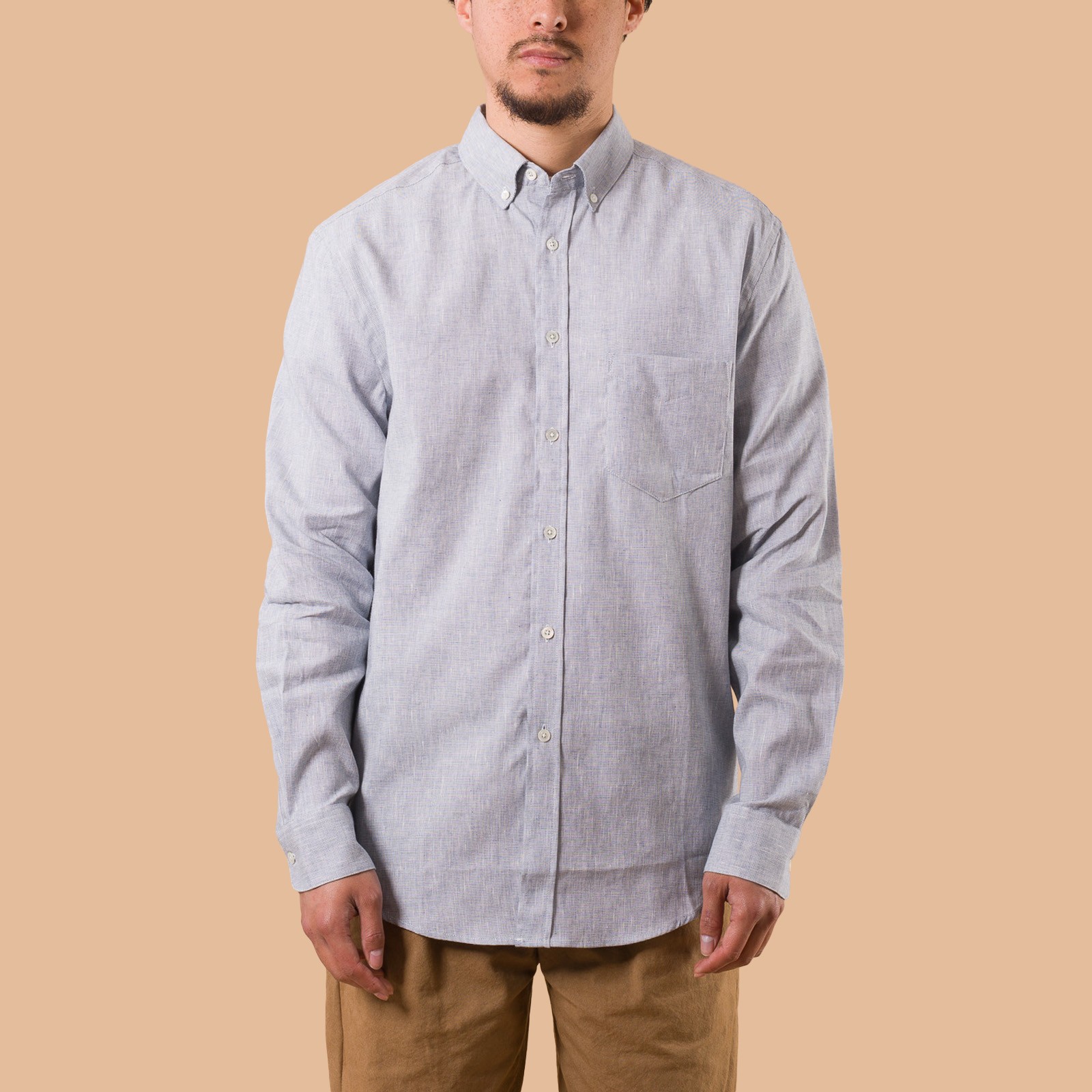 Image-Flâneurs_PORTUGUESE FLANNEL / Granular Shirt Blue de face