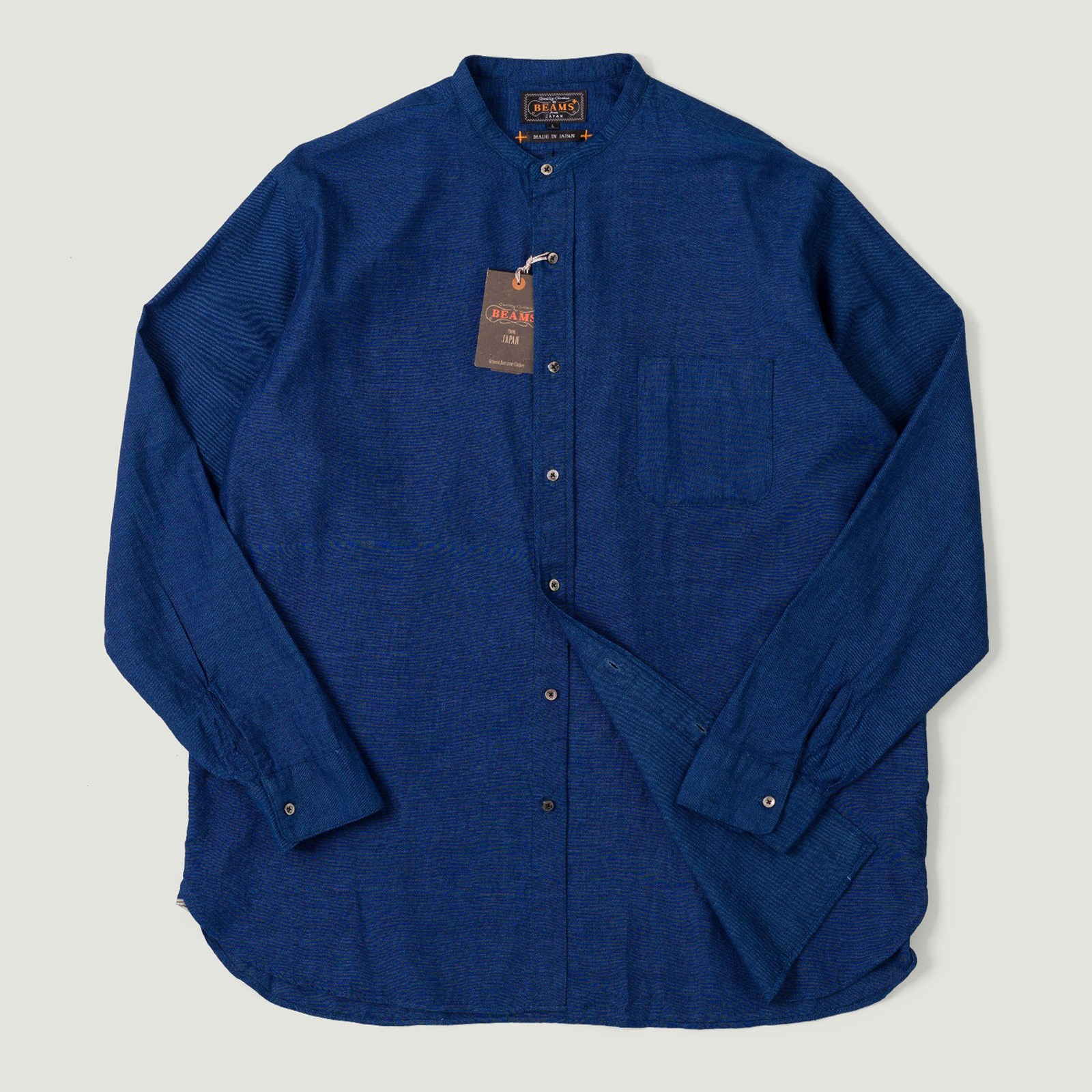 Band Collar Shirt Indigo Chambray