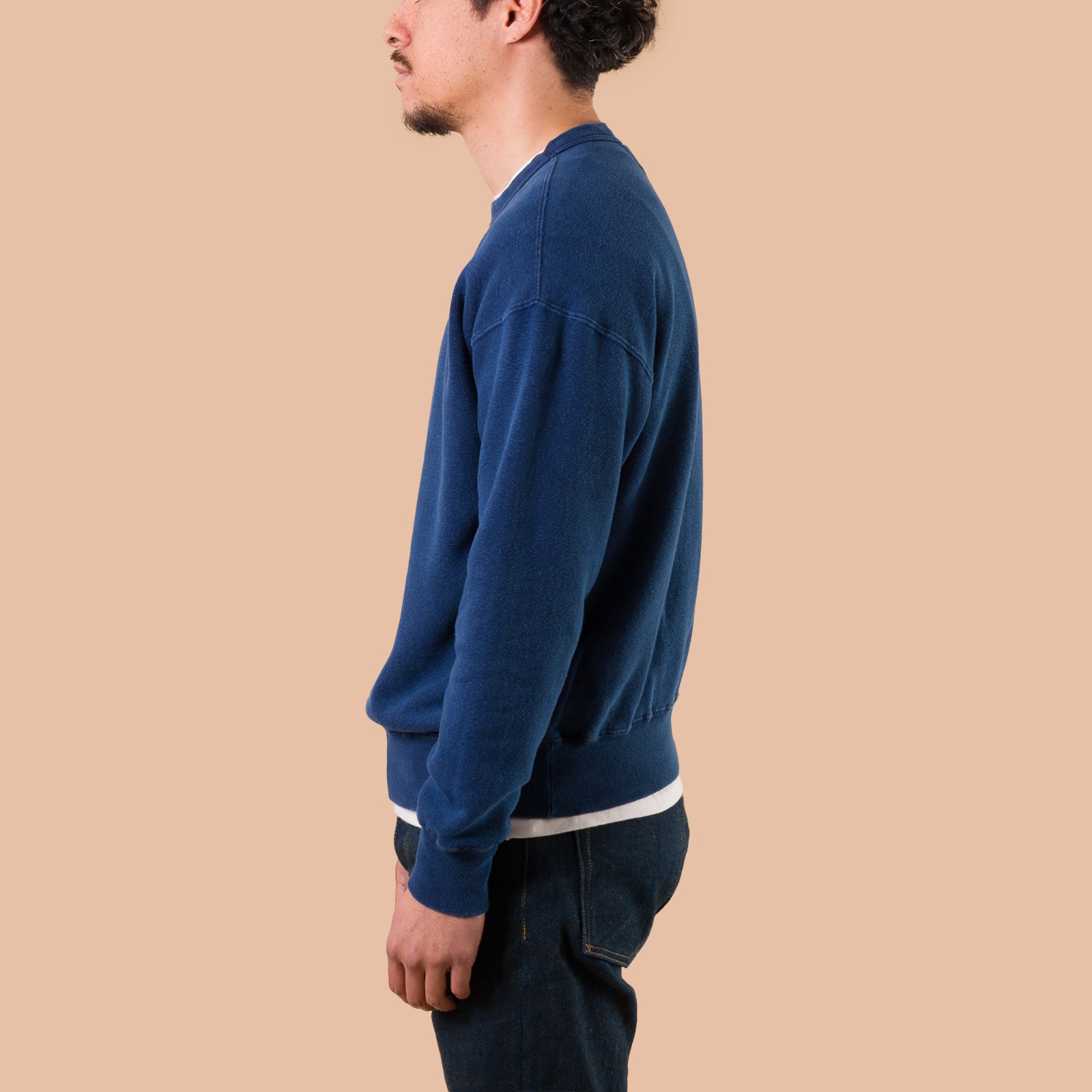 Image Flâneurs DUBBLE WORKS / Loopwheel Sweatshirt Indigo Dye de profil