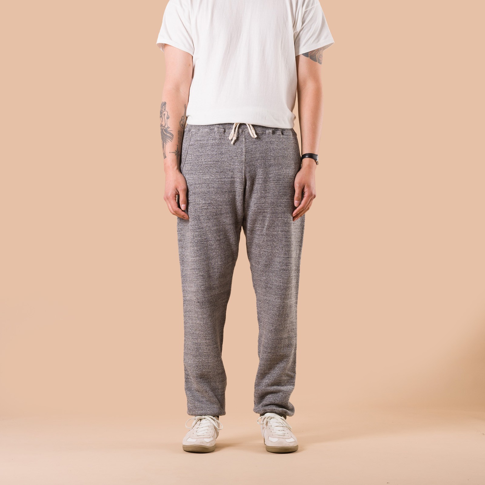 Image-Flâneurs_DUBBLE WORKS / Loopwheel Sweat Pants Heather Charcoal de face