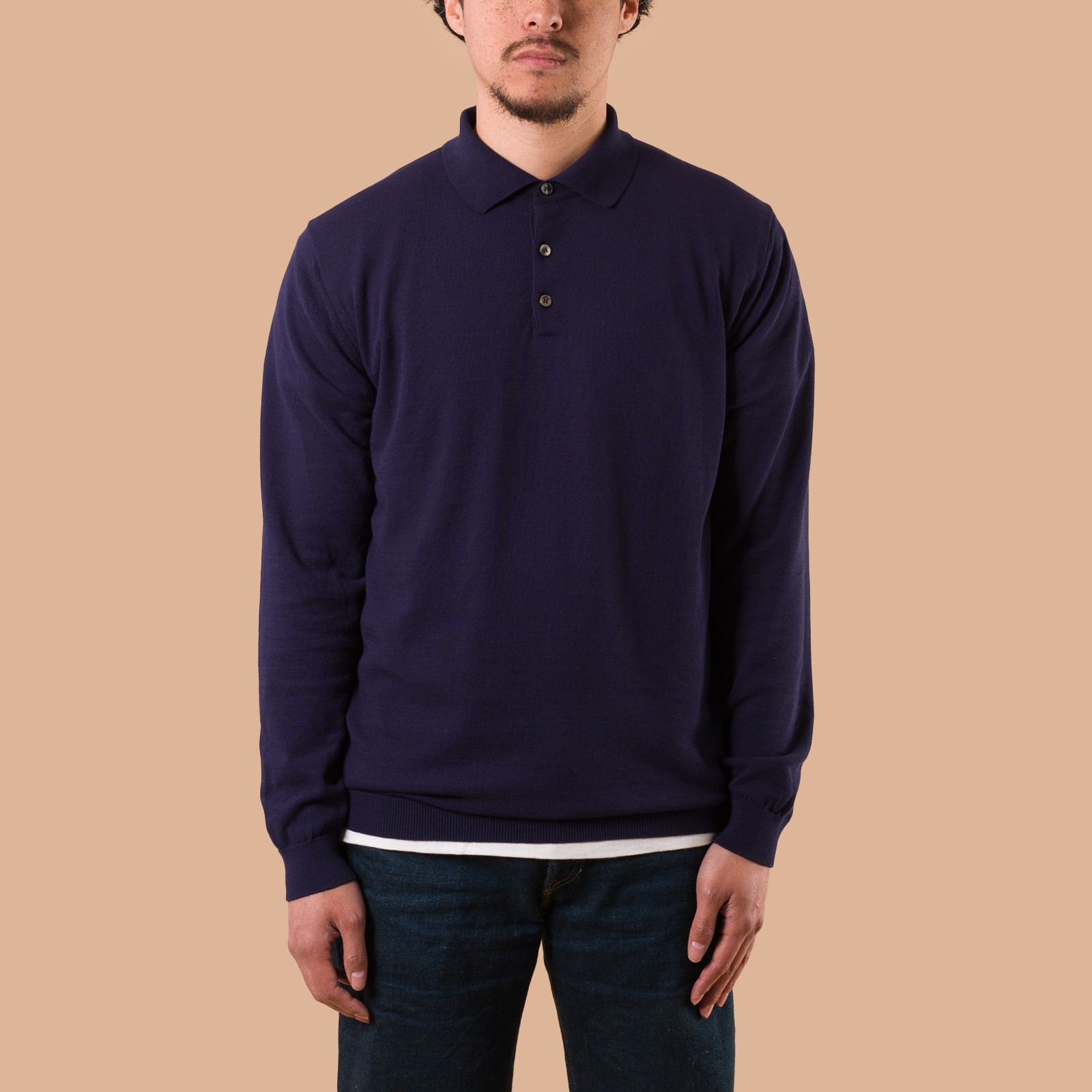 image flâneurs Pull Mooncastle  Ice Cotton Manches Longues Navy de face