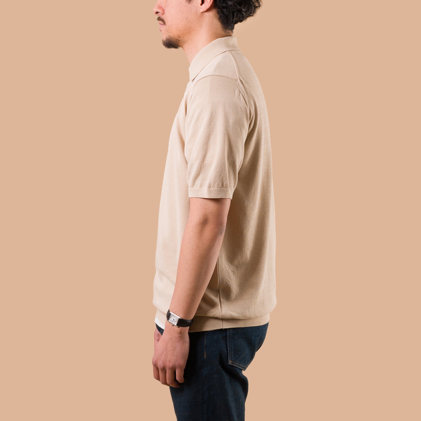 Image Flâneurs MOONCASTLE / Ice Cotton Poloneck Latte Beige de profil