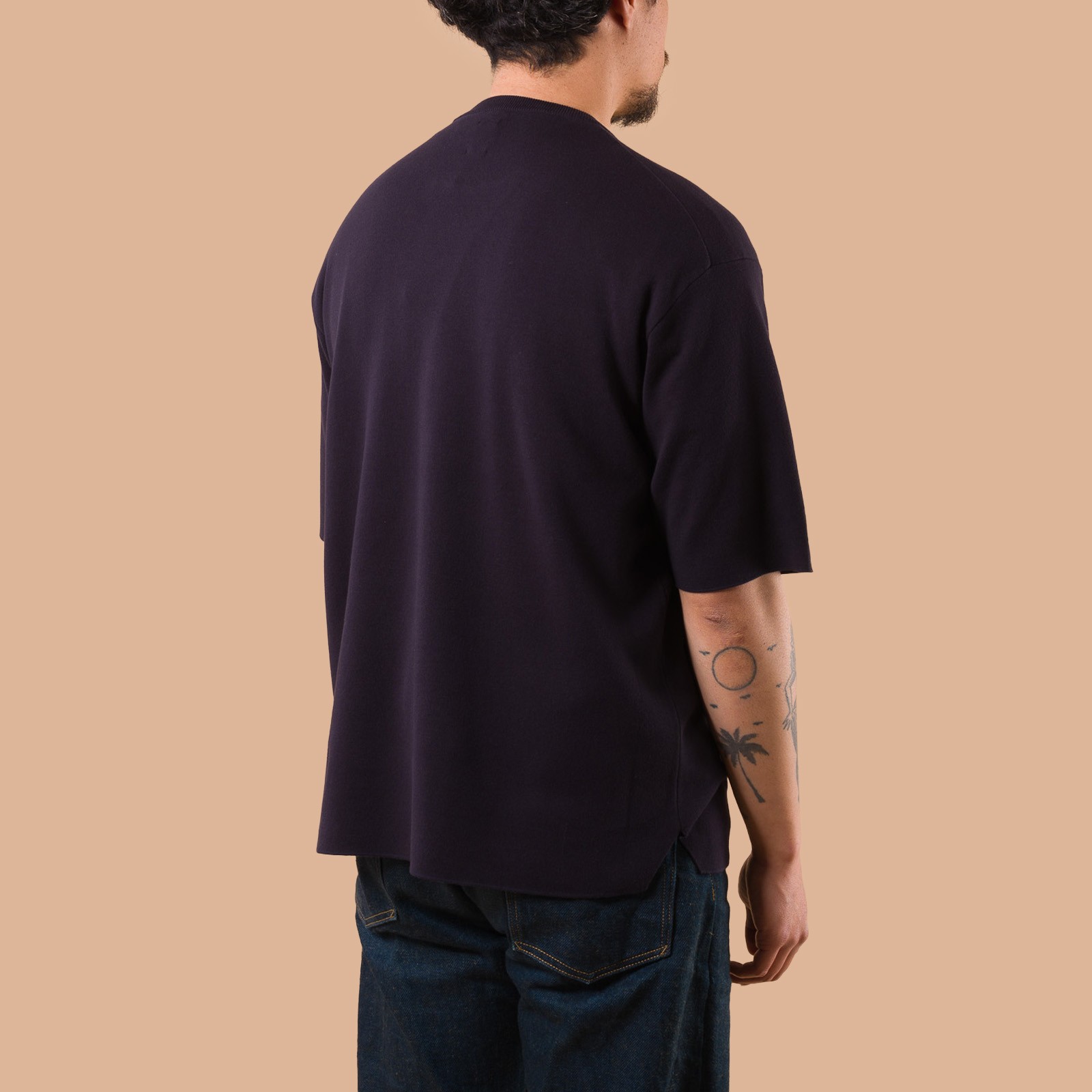 Image-Flâneurs_BATONER / 32G Smooth T-Shirt Navy de dos