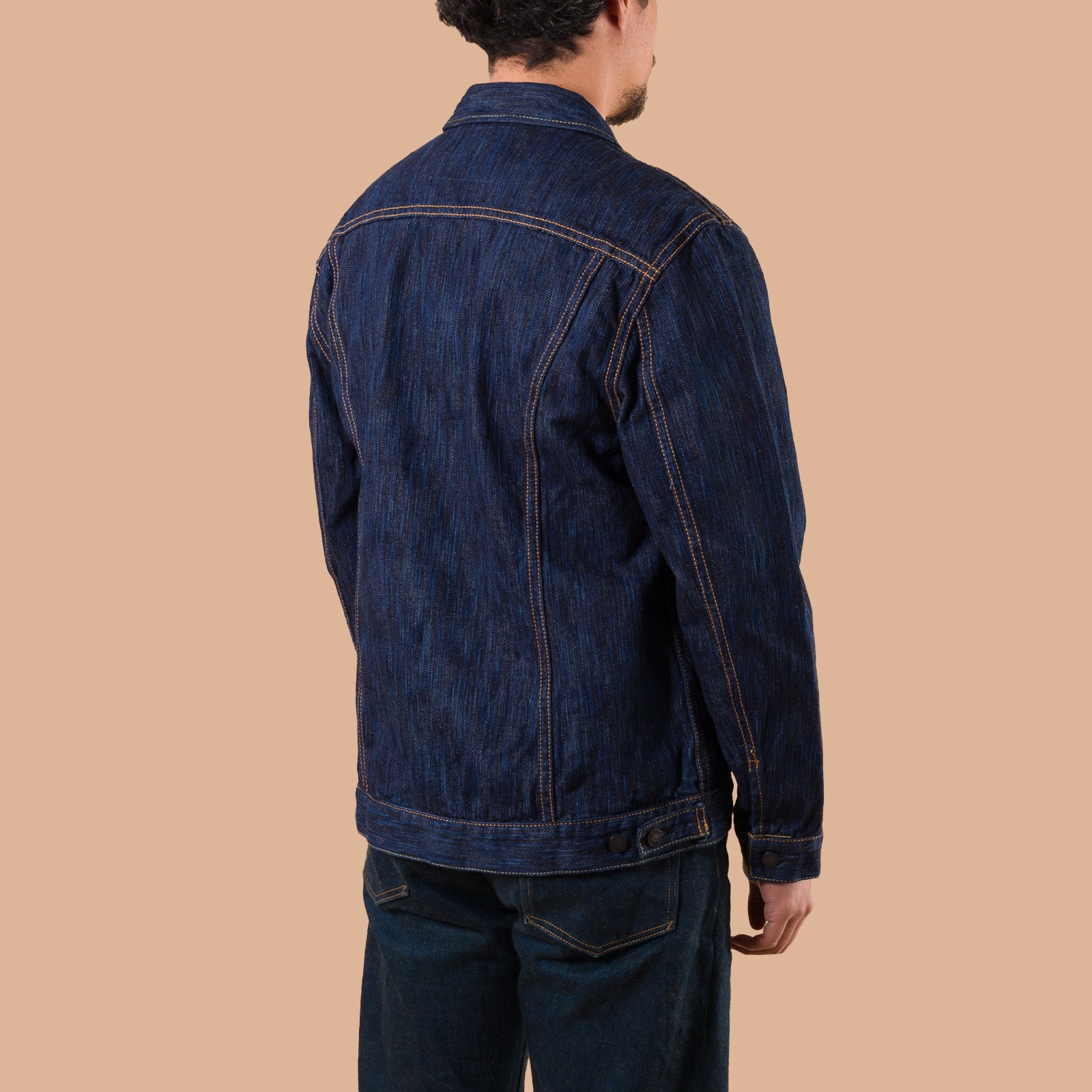 image flâneurs PURE BLUE JAPAN / Waterfall Type II Selvedge Denim Jacket Dark Indigo de dos
