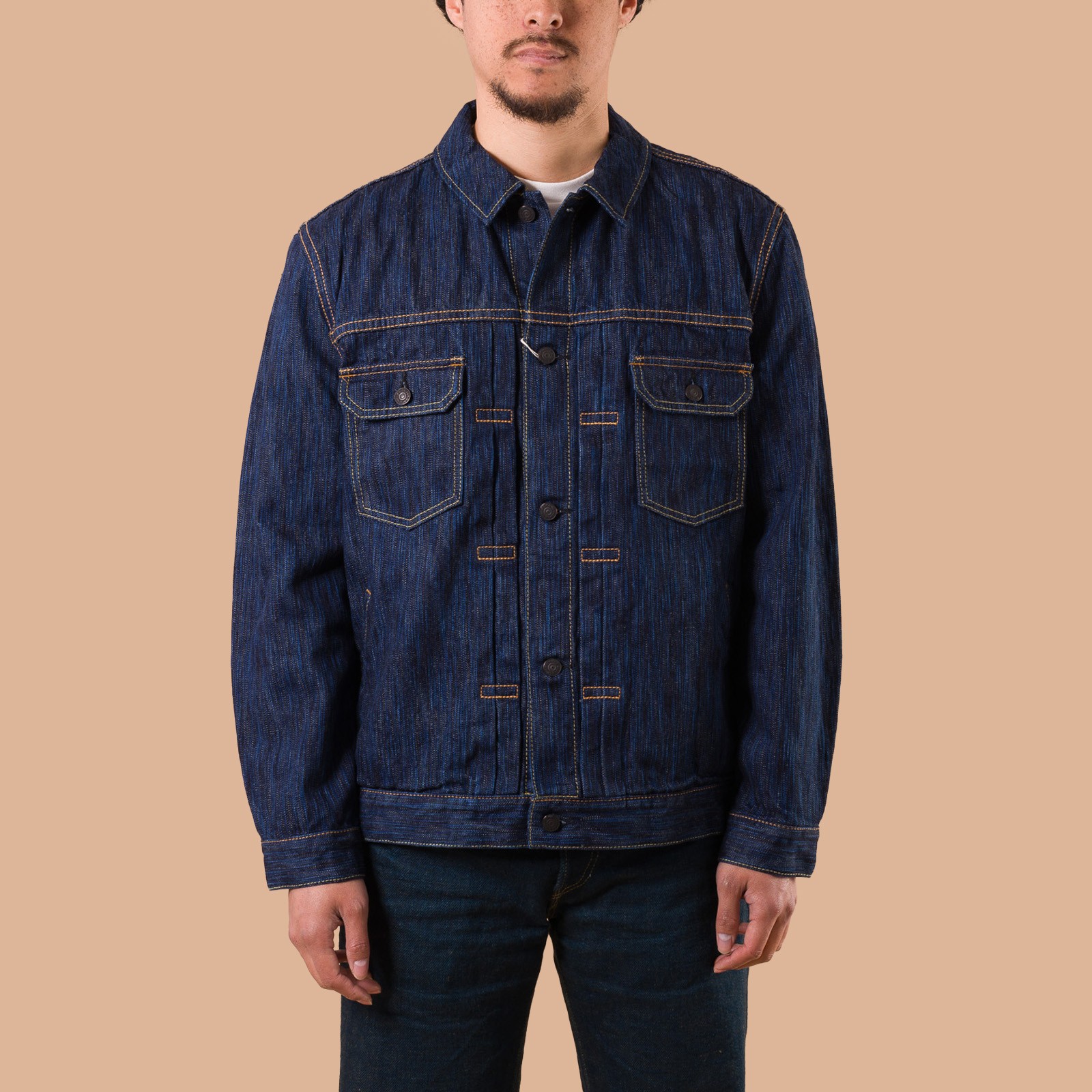 image flâneurs PURE BLUE JAPAN / Waterfall Type II Selvedge Denim Jacket Dark Indigo de face