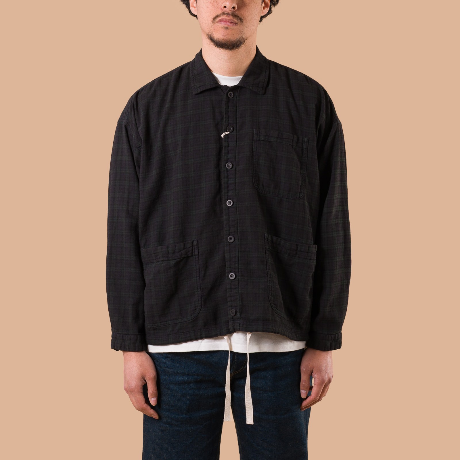 Image flâneurs SEUVAS / Plaid Comfy Shirt Dark Blue de face