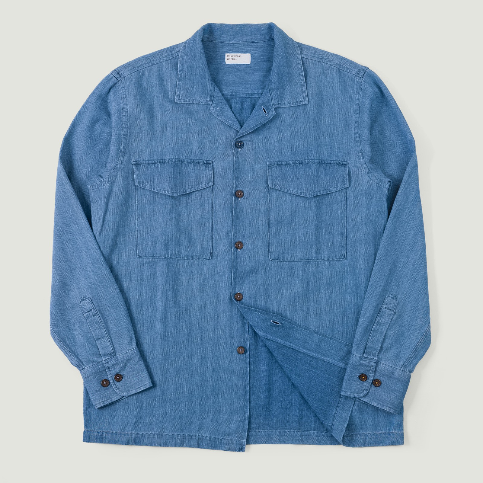Attendant Shirt Washed Indigo Recycled Herringbone