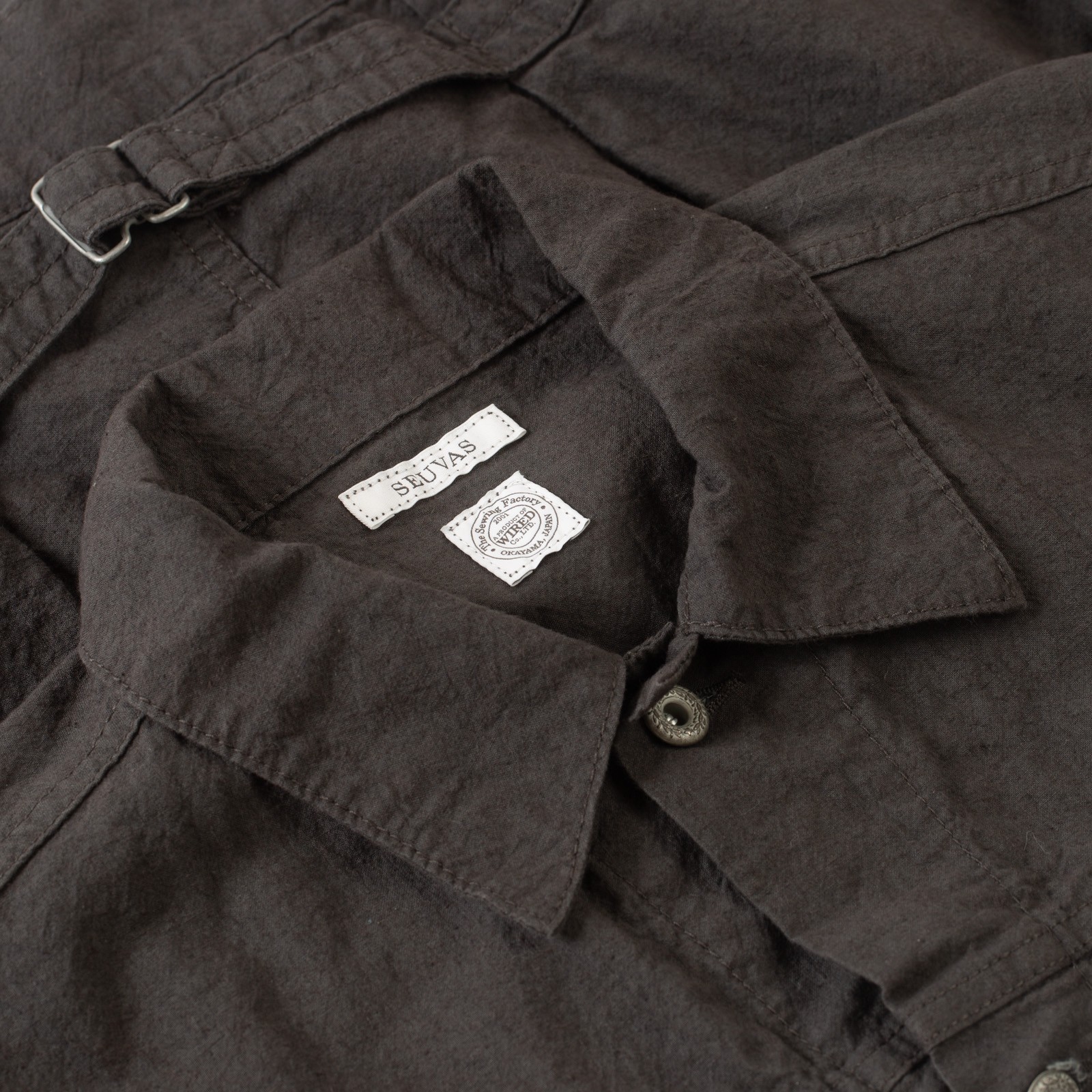 détail col flaneurs veste trucker Seuvas grise (2)