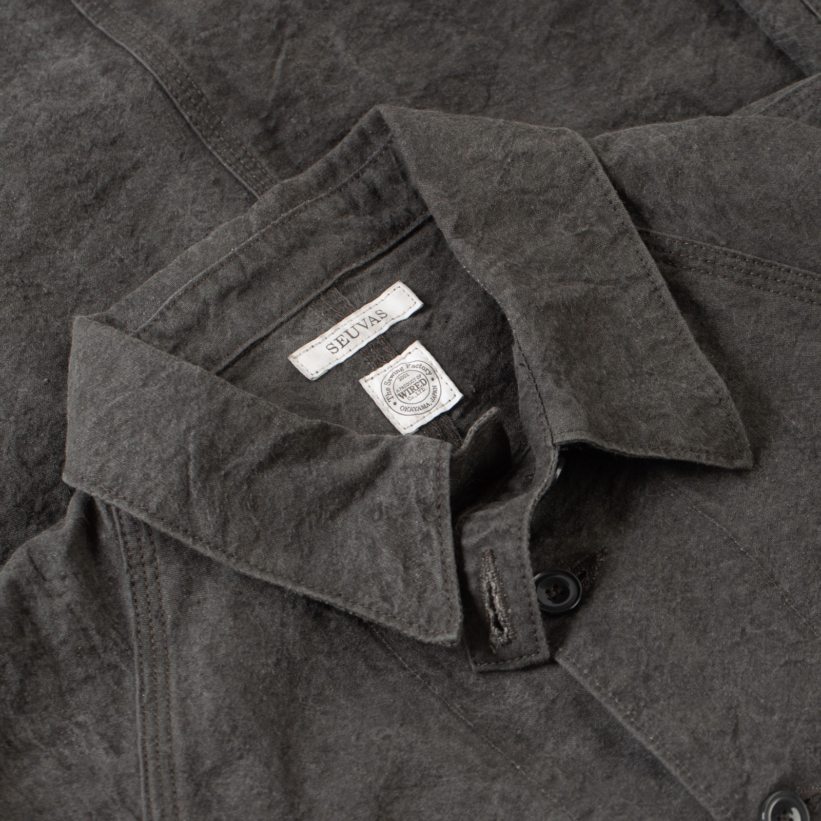 flaneurs seuvas col veste Washi Raglan Coverall Jacket Dark Charcoal (2)