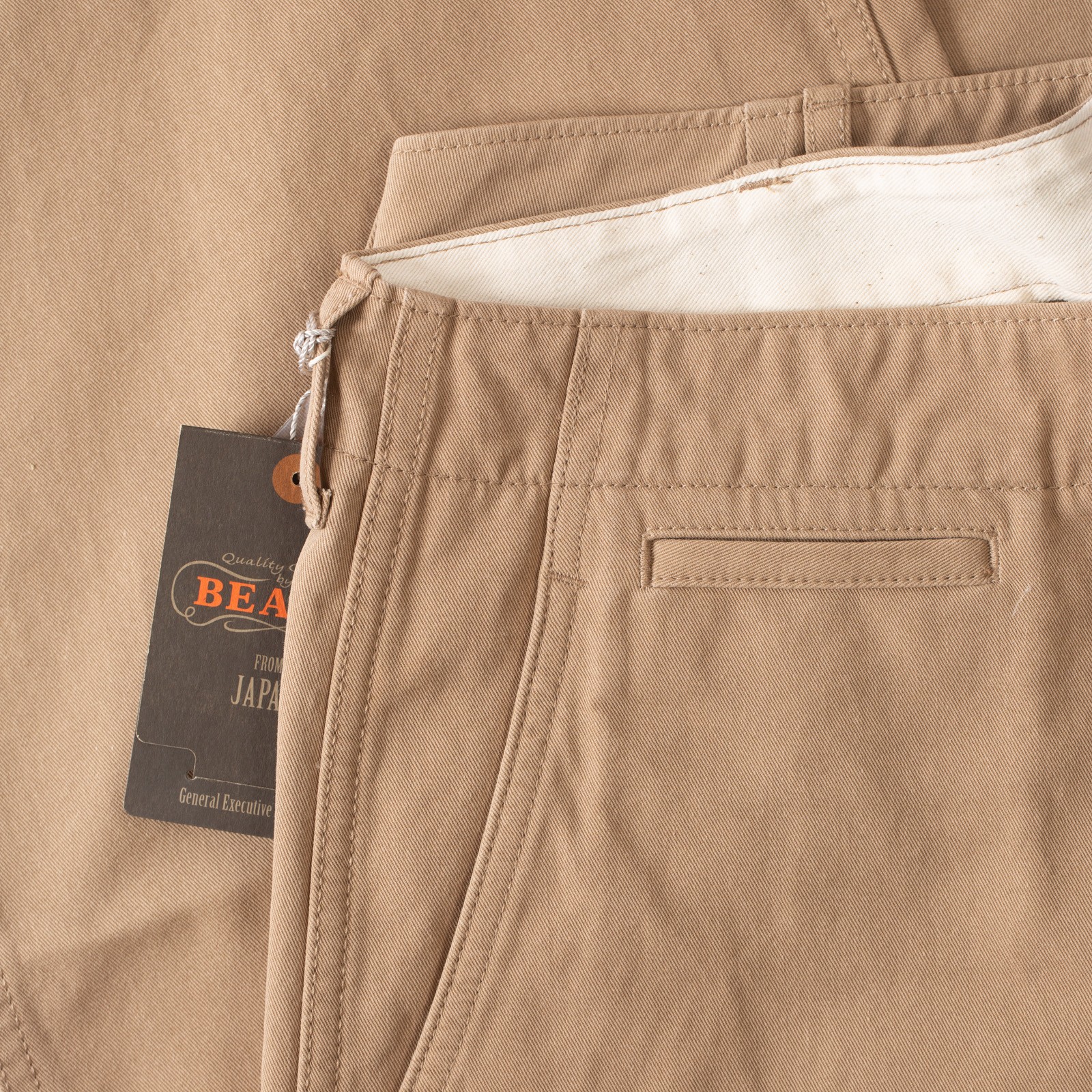 détails flaneurs coin pocket BEAMS PLUS MIL Trousers Twill Khaki (2)