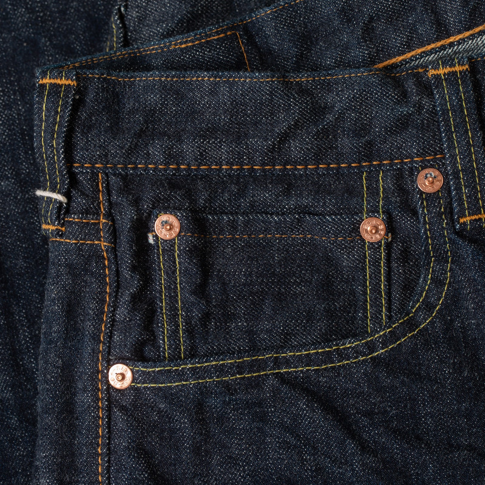 détail coin pocket flâneurs jeans FOB Factory F143 14oz Classic Straight Selvedge Denim (3)