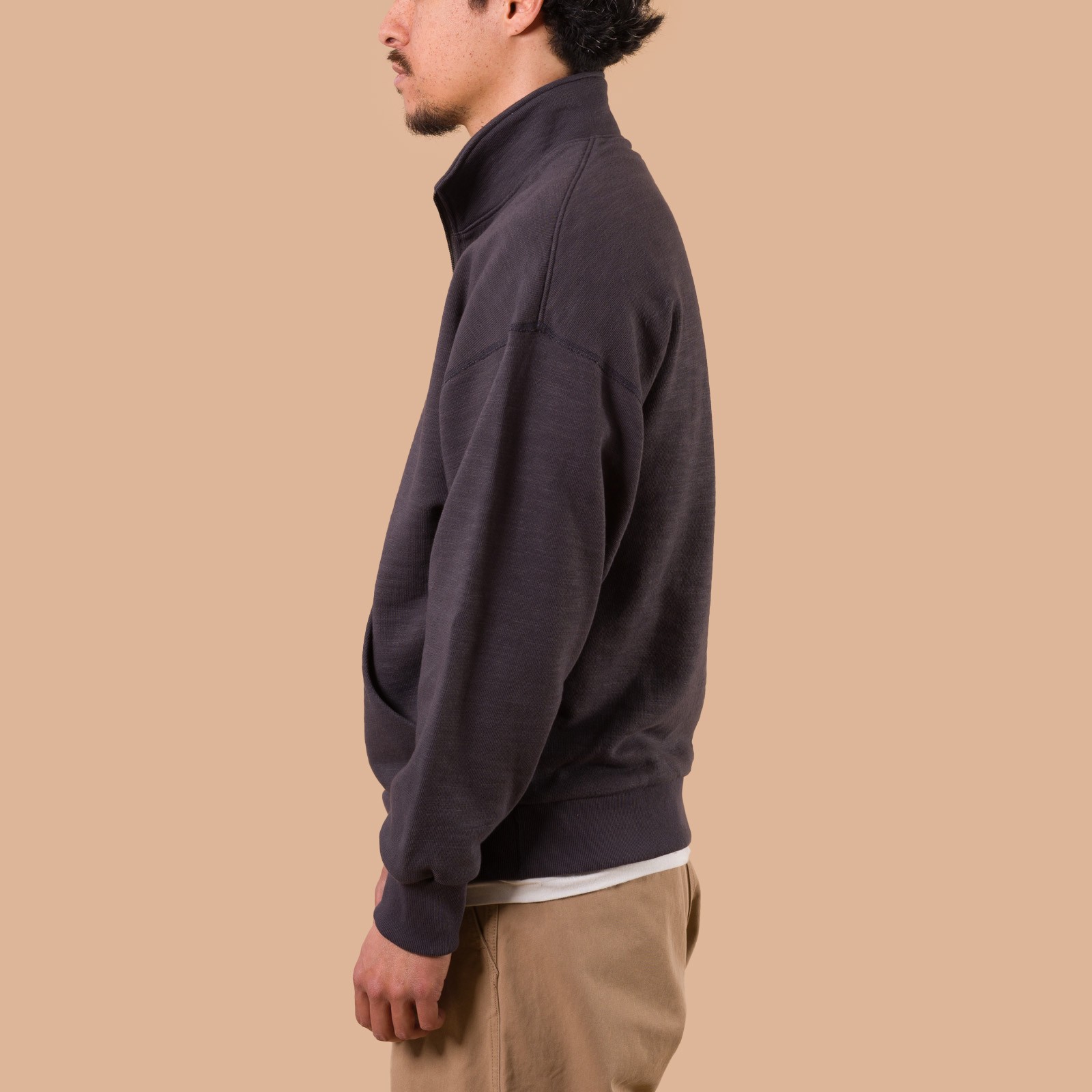 image flaneurs JACKMAN  GG Sweat Half-Zip charcoal de profil