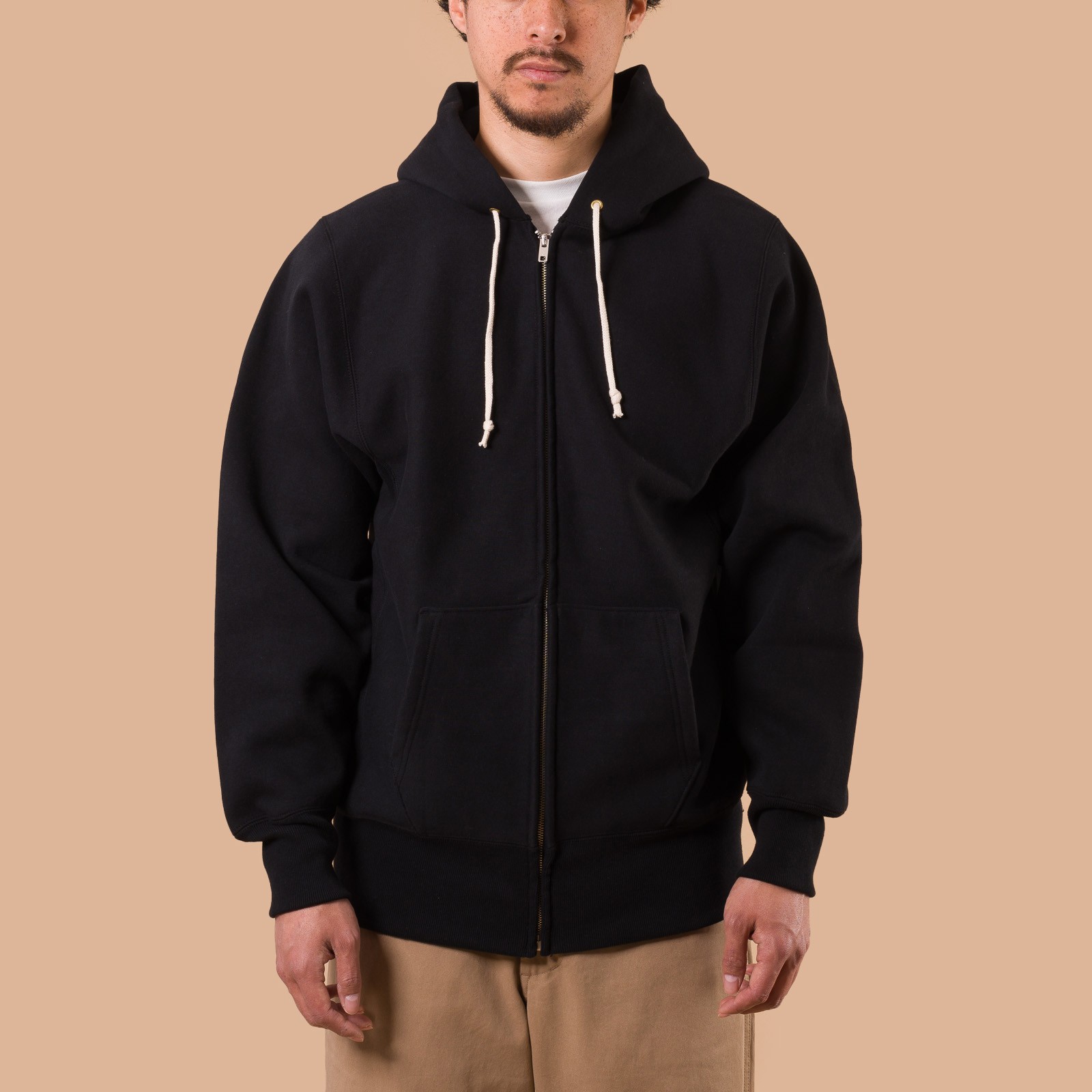 image flaneurs WAREHOUSE & COW Lot. 487 Zip Hooded Sweatshirt Black de face